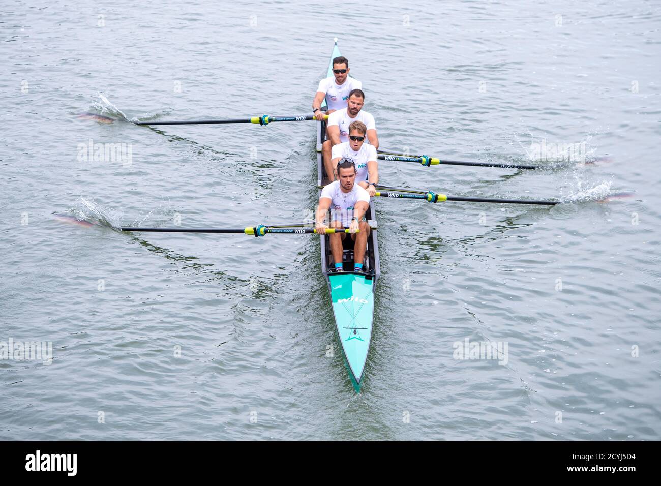 Vvnh Paul GEBAUER, Wolf-Niclas SCHROEDER (Schröder), Maximilian PLANER, Felix WIMBERGER, action, aviron, présentation Allemagne-Vierer sans timonier, le 1er octobre 2020 à Dortmund/Allemagne. Â | utilisation dans le monde entier Banque D'Images