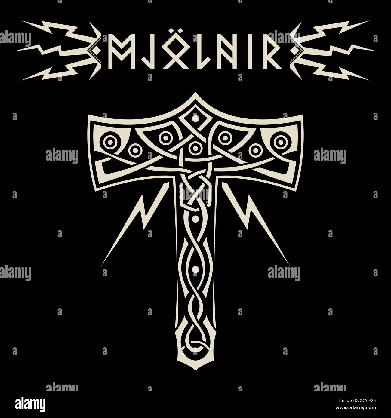 Design scandinave. Marteau de Thors - runes de Mjolnir et de Norse Illustration de Vecteur
