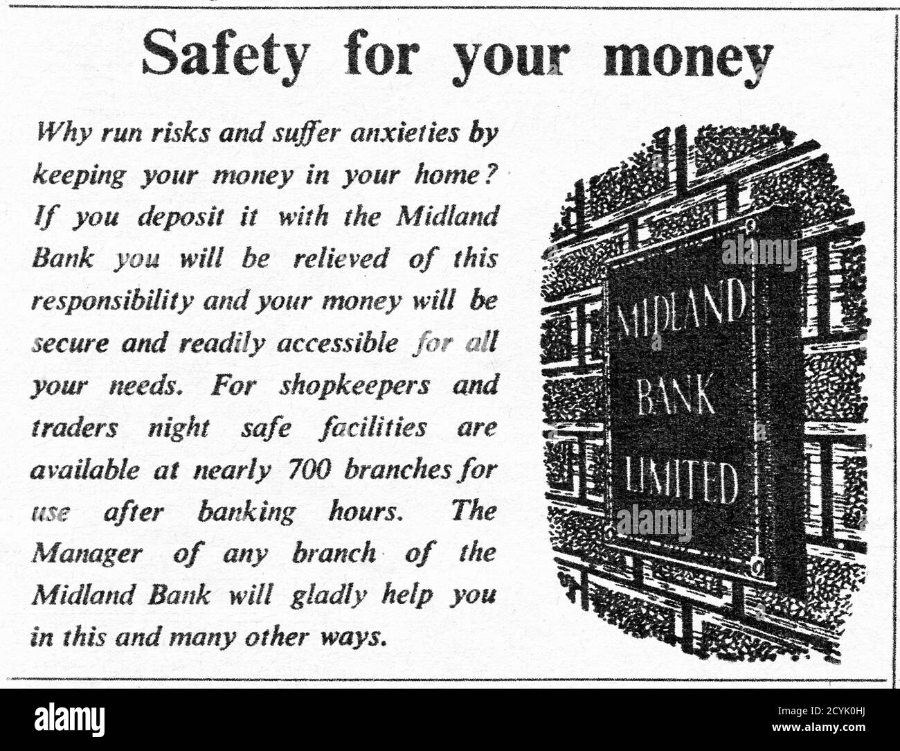Publicité dans un magazine Midland Bank, années 1940 Banque D'Images