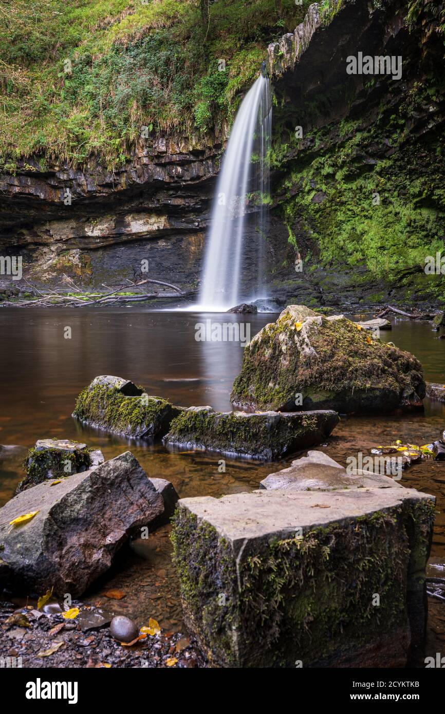 Sgwd Gwladys Waterfall Country dans le parc national de Brecon Beacons et Fforest Fawr Geopark, la vallée de Neath. Pays de Galles du Sud, Royaume-Uni Banque D'Images