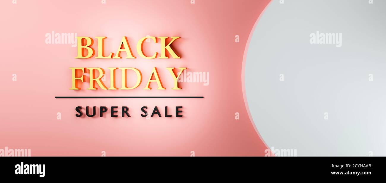 Black Friday Super sale rendu 3D avec espace pour le texte ou le prix. Grande taille de haute qualité idéale pour le prix ou le billet d'oscillation. Banque D'Images