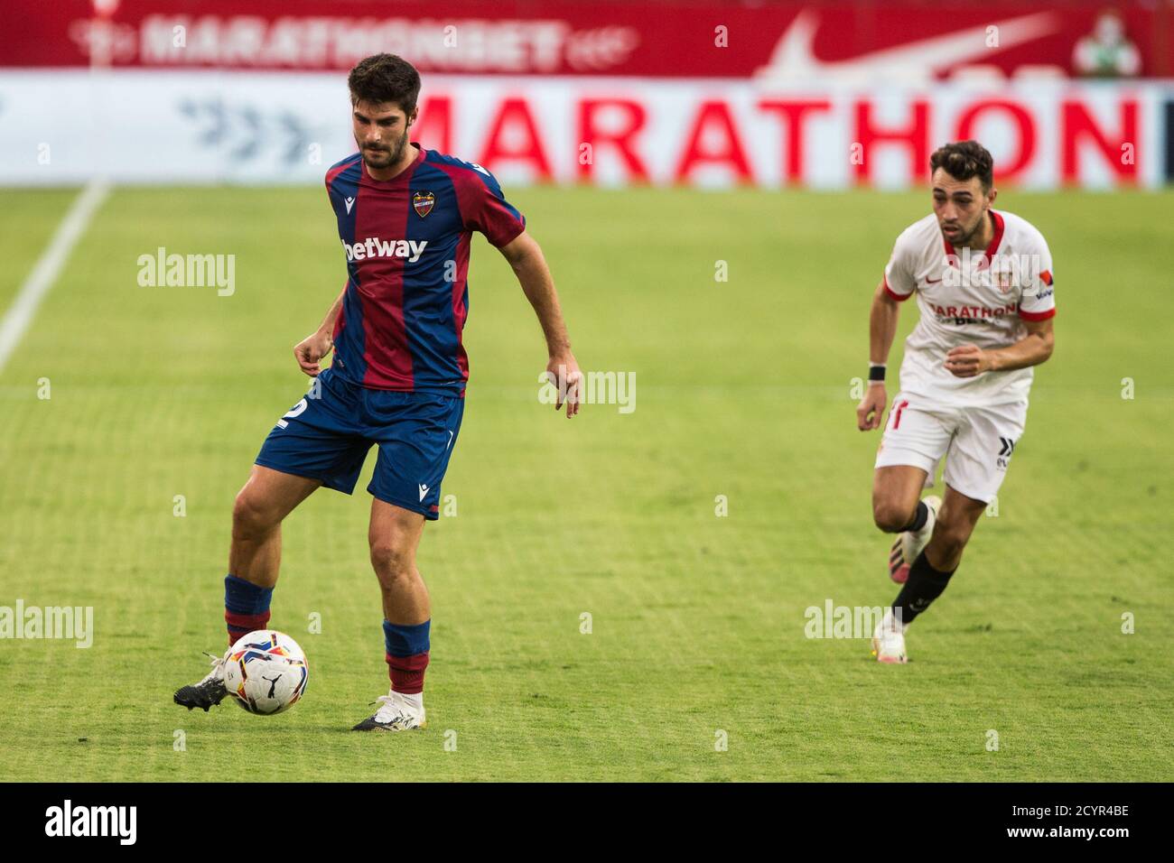 Gonzalo Melero de Levante lors du championnat d'Espagne la Liga football match entre Sevilla Futbol Club et Levante Union Deportiva le 1er octobre, Banque D'Images