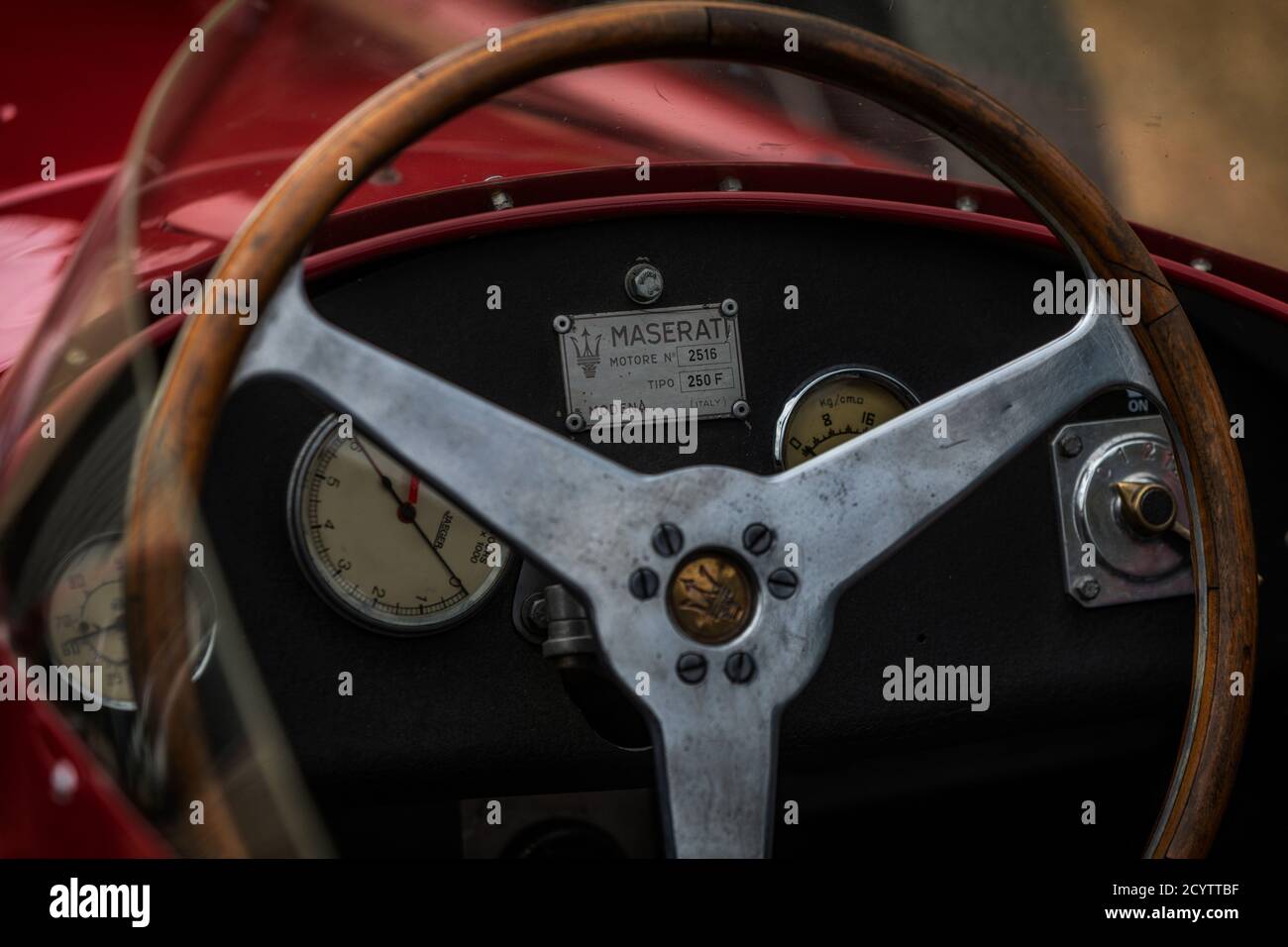 Intérieur de Maserati 250F 1954 , Concours d'élégance 2020, Hampton court Palace, Londres, Royaume-Uni Banque D'Images