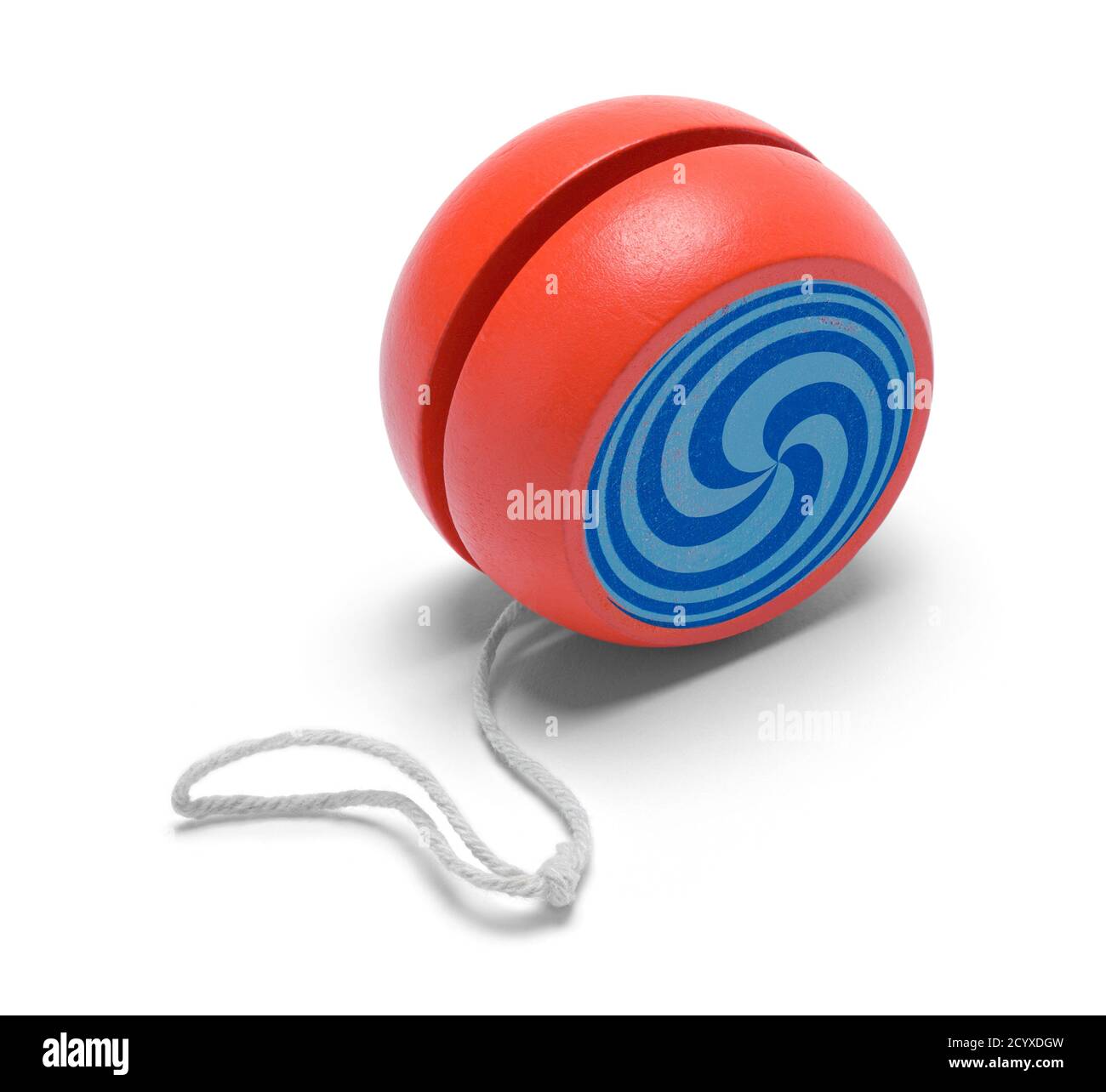 Jouet Yo-yo avec spirale isolée sur blanc. Banque D'Images