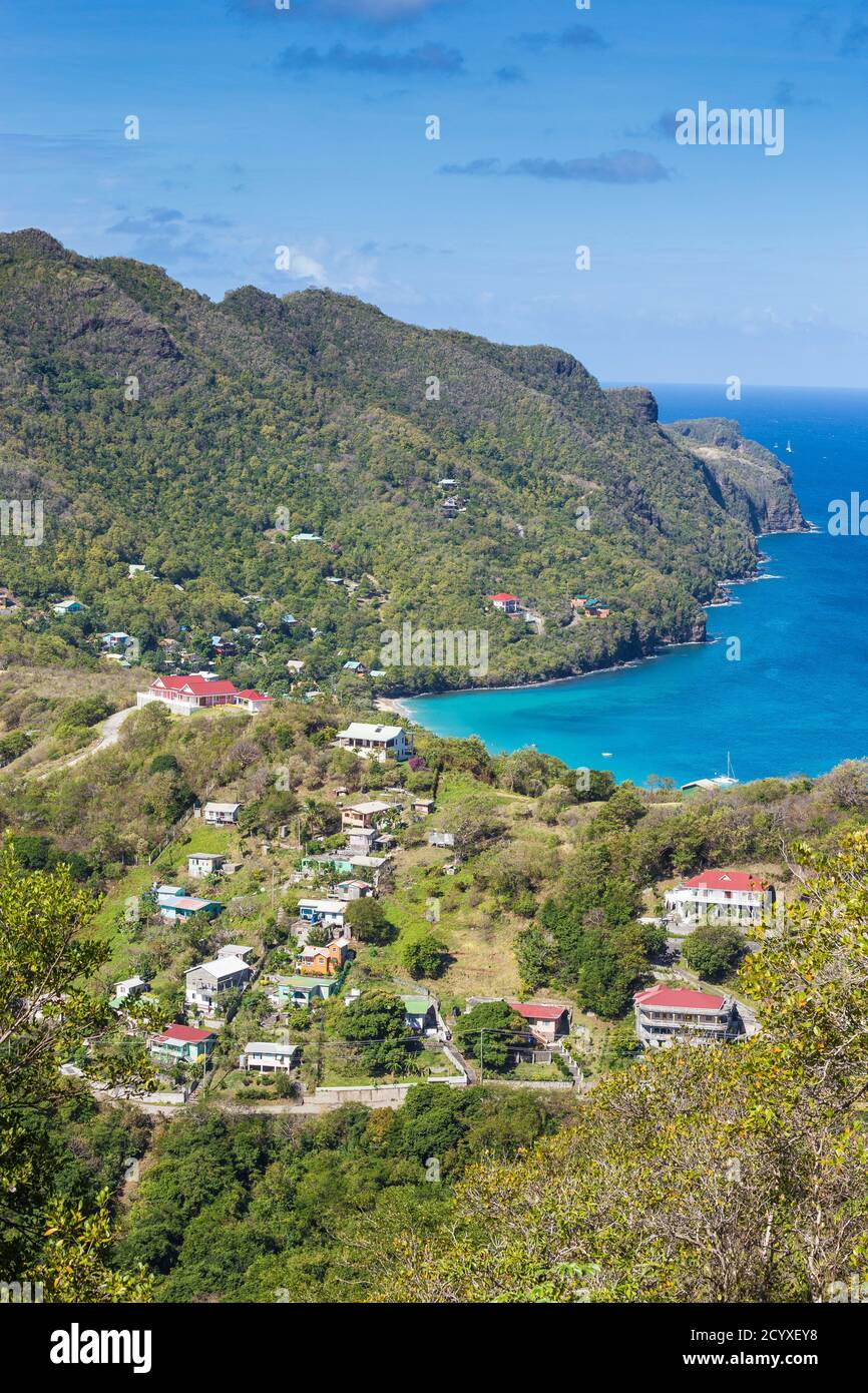 Saint-Vincent-et-les Grenadines, Bequia, vue sur Lower Bay Banque D'Images