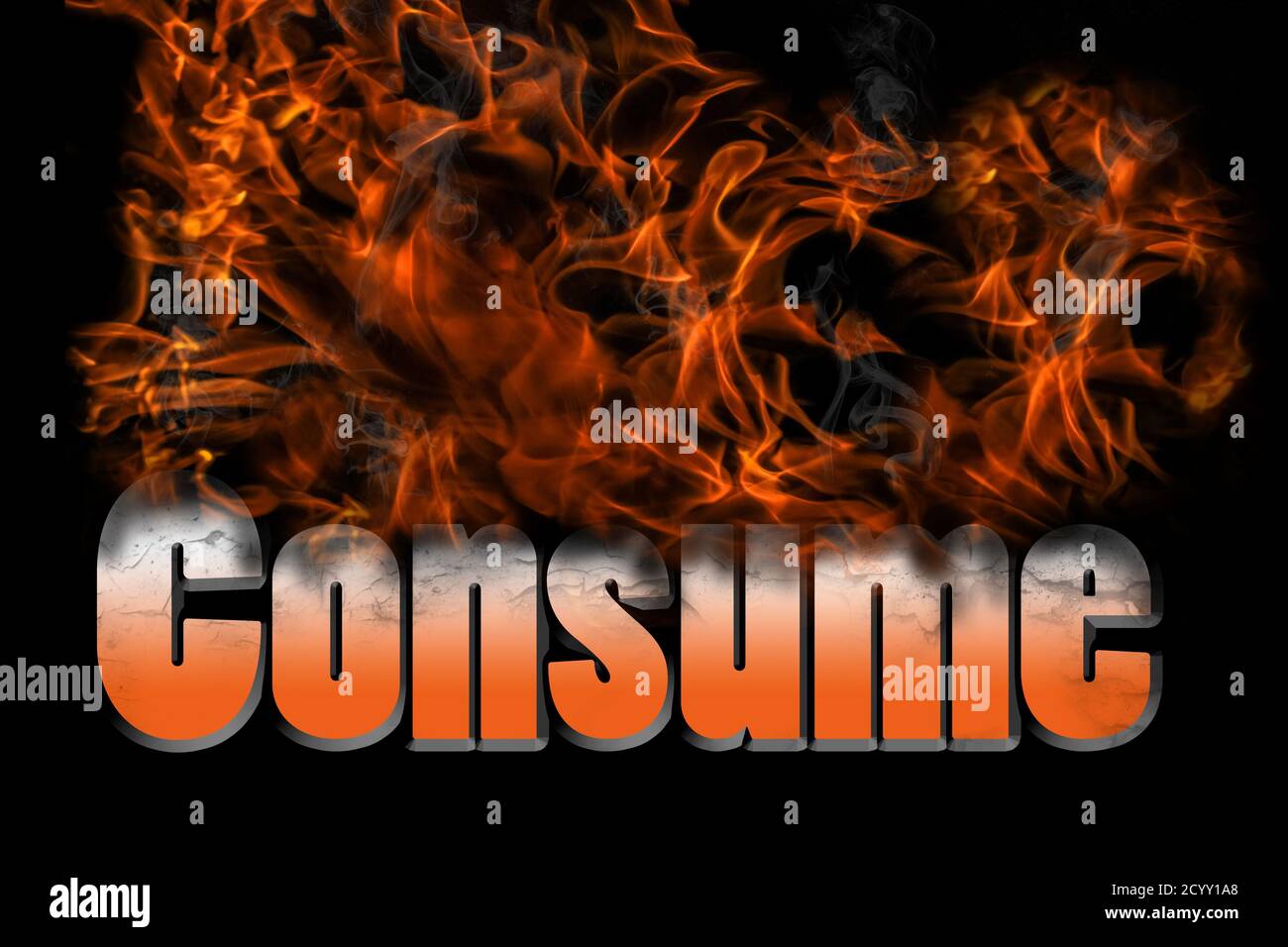 Utilisez le texte de feu d'illustration 3D pour les concepts dans de nombreux secteurs et domaines. Peut être lié à l'alimentation, industriel, consommateur, écologie et beaucoup d'autres Banque D'Images