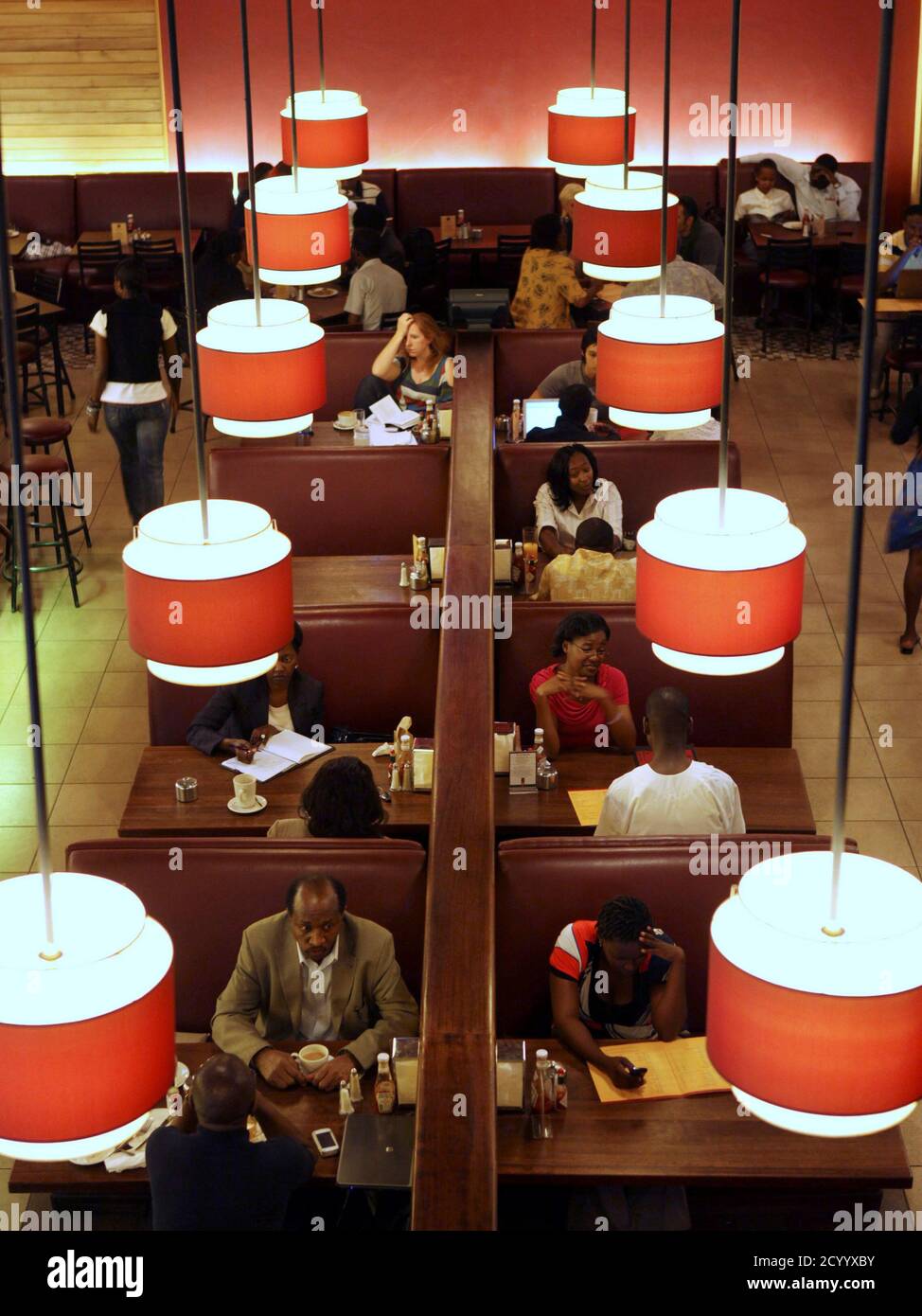 An interior view of a Nairobi Java House outlet in Nairobi January 20,  2012. Kenya's rich and new middle classes have a growing taste for coffee  and ice cream. That's just one