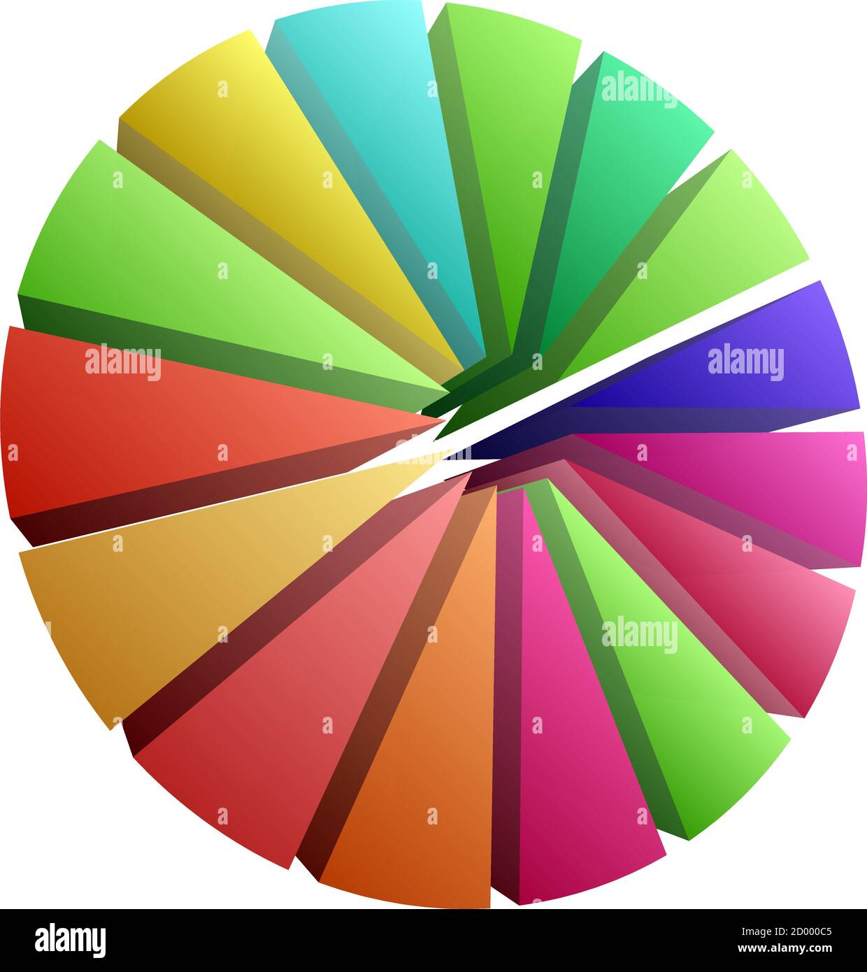 graphique circulaire simple et illustration vectorielle de diagramme. cercle segmenté, divisé de 2 à 20 sections, segments, portions ou secteurs pour l'analyse biz, Illustration de Vecteur