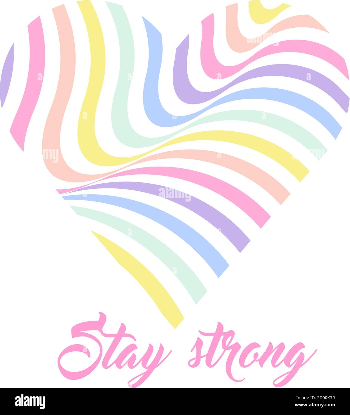 Arriere Plan En Forme De Coeur Arc En Ciel Pastel Lettres De Citation Inspirantes Restez Fort Couleurs Lgbtq Motif Abstrait A Rayures Geometriques Rayures Arc En Ciel Vvecto Image Vectorielle Stock Alamy