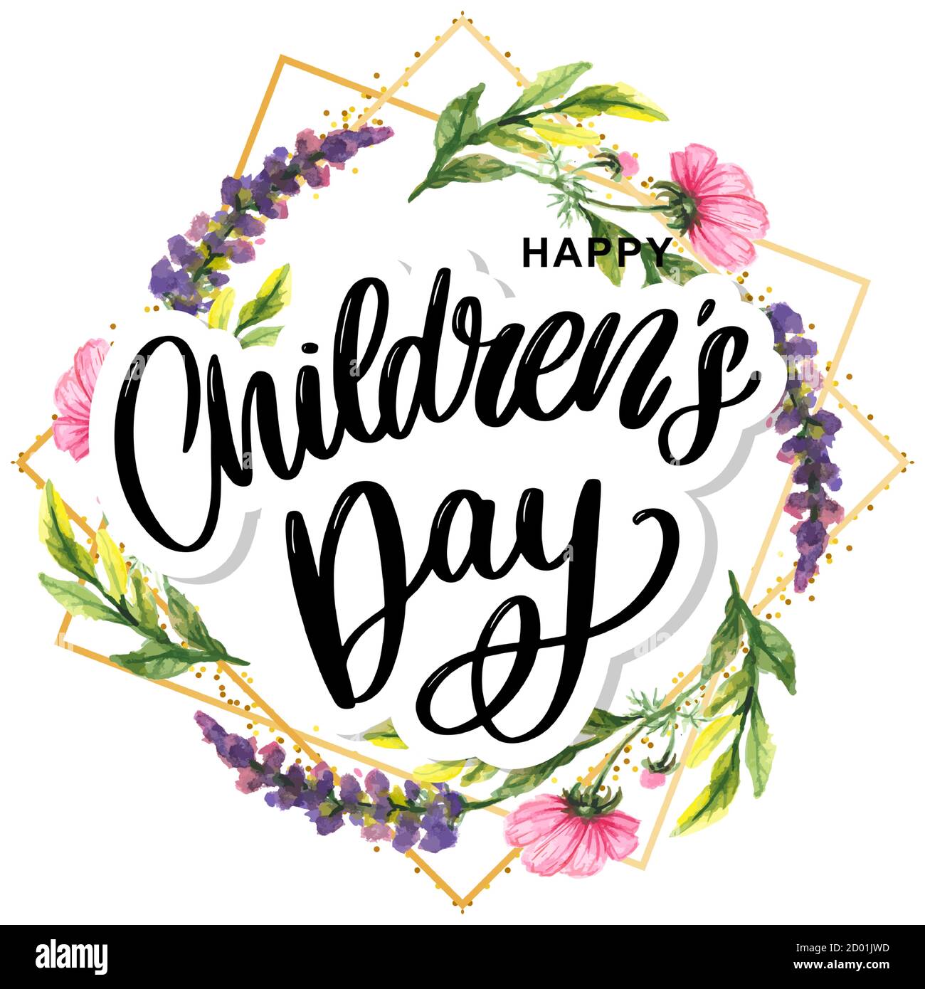 Bonne Journee Pour Les Enfants Carte De Vœux A Motif Vectoriel Avec Lettres Amusantes De Style Scandinave Et Paysage De Dessins Animes Image Vectorielle Stock Alamy