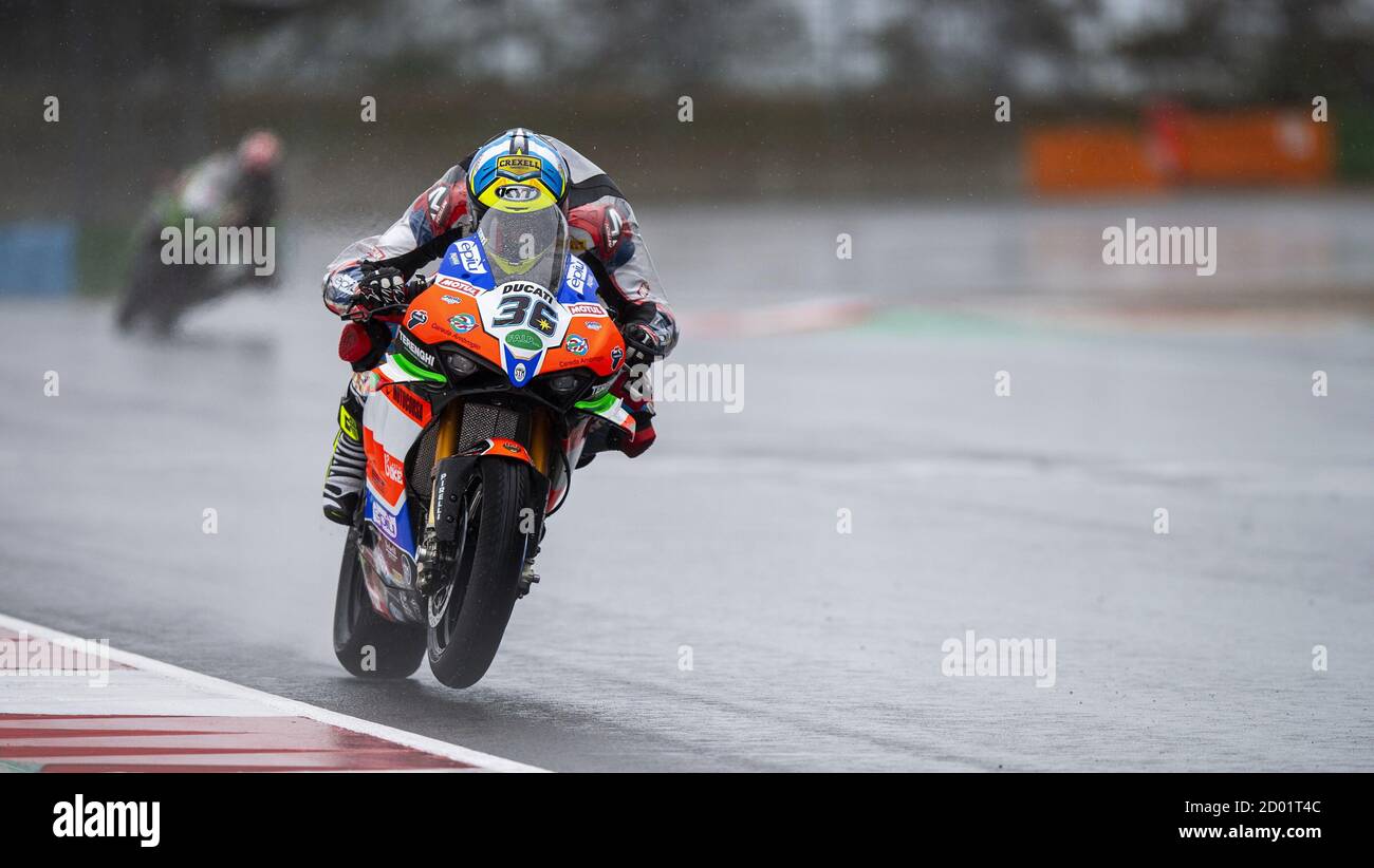 Francia, Magny cours, Italie. francia 2020, magny cours, Italie, 25 septembre 2020, 36 Leandro Mercado Ducati Panigale V4R .Motocorsa Racing .temps de pluie pendant la ronde 7 Pirelli French Round 2020 - World Superbike - SBK - Credit: LM/Otto Moretti Credit: Otto Moretti/LPS/ZUMA Wire/Alay Live News Banque D'Images