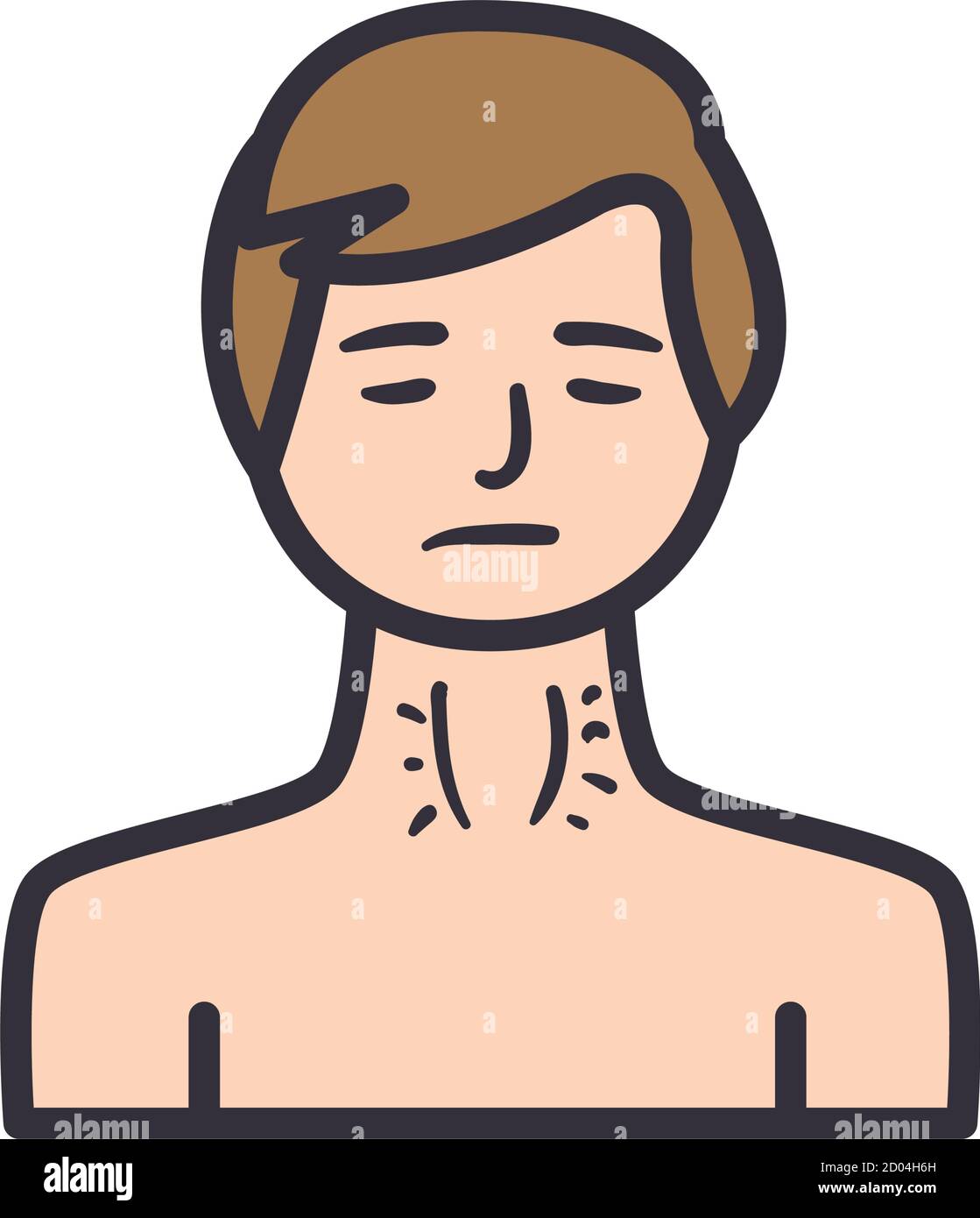 homme avec une ligne mal de gorge et un motif icône de style de remplissage De soins médicaux thème santé et urgence Illustration vectorielle Illustration de Vecteur