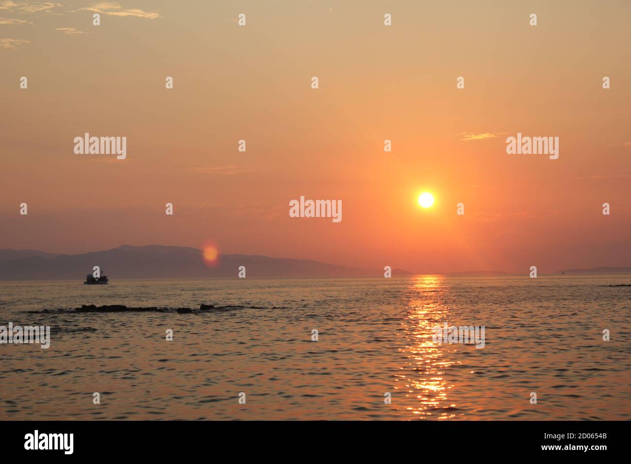 Coucher de soleil sur l'île d'Aegina Banque D'Images