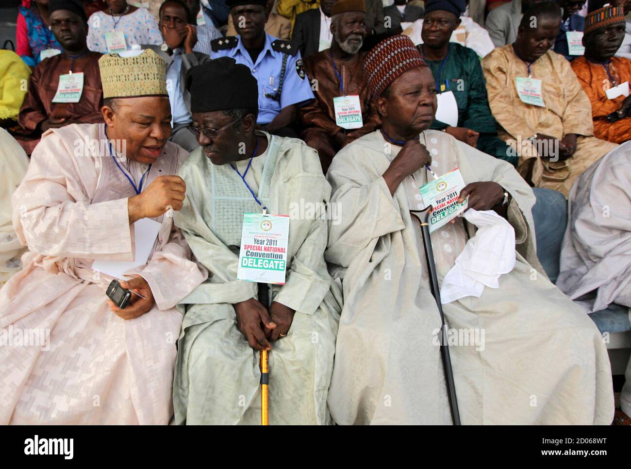 Delegates From Plateau State Former Deputy Senate President Ibrahim Mantu L Plateau State Governor Jonah Jang C And Former Party Chairman Solomon Lar Attend The Presidential Primaries Of The Ruling Peoples Democratic
