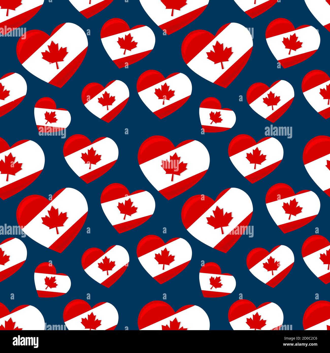 coeur avec drapeau canadien, fond d'illustration vectoriel sans couture Illustration de Vecteur