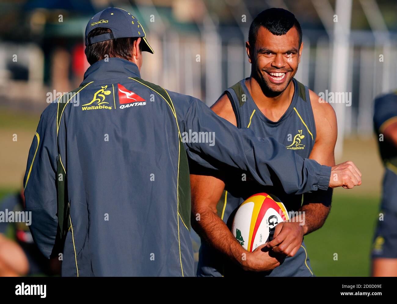 Australian Rugby Team Player Kurtley Beale R Laughs As He Talks With Team Coach Robbie Deans During A Training Session In Sydney July 2 13 A Mightily Relieved Australian Captain James Horwill Australian Rugby Team Player Kurtley Beale R Laughs As He Talks With Team Coach Robbie Deans During A Training Session In Sydney July 2 13 A Mightily Relieved Australian Captain James Horwill