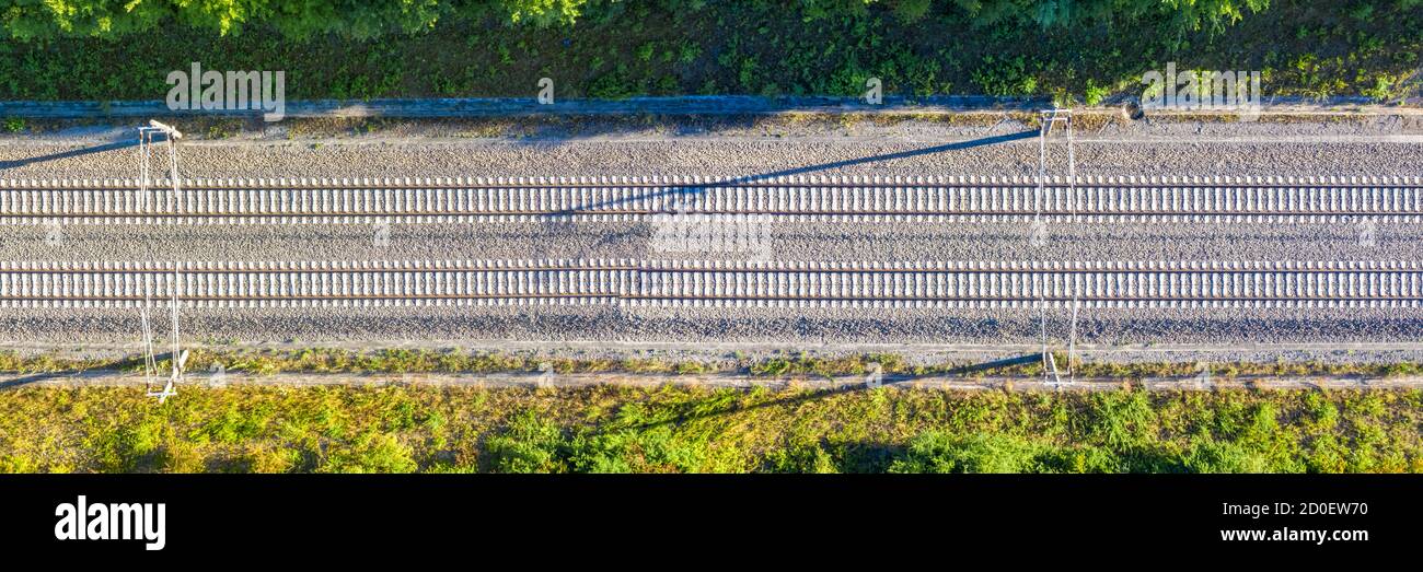 Voie ferroviaire voie ferroviaire voie ferroviaire voie ferroviaire voie aérienne photo panoramique afficher les voyages Banque D'Images