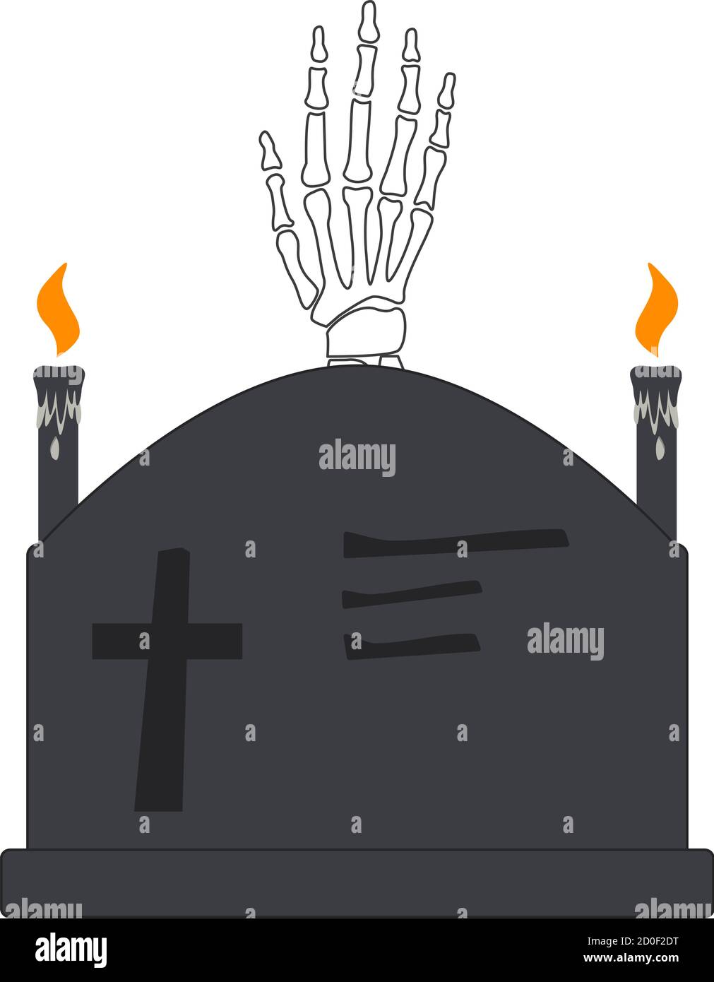 Le squelette monte de la tombe. Illustration vectorielle pour Halloween. Isolé sur un fond blanc Illustration de Vecteur