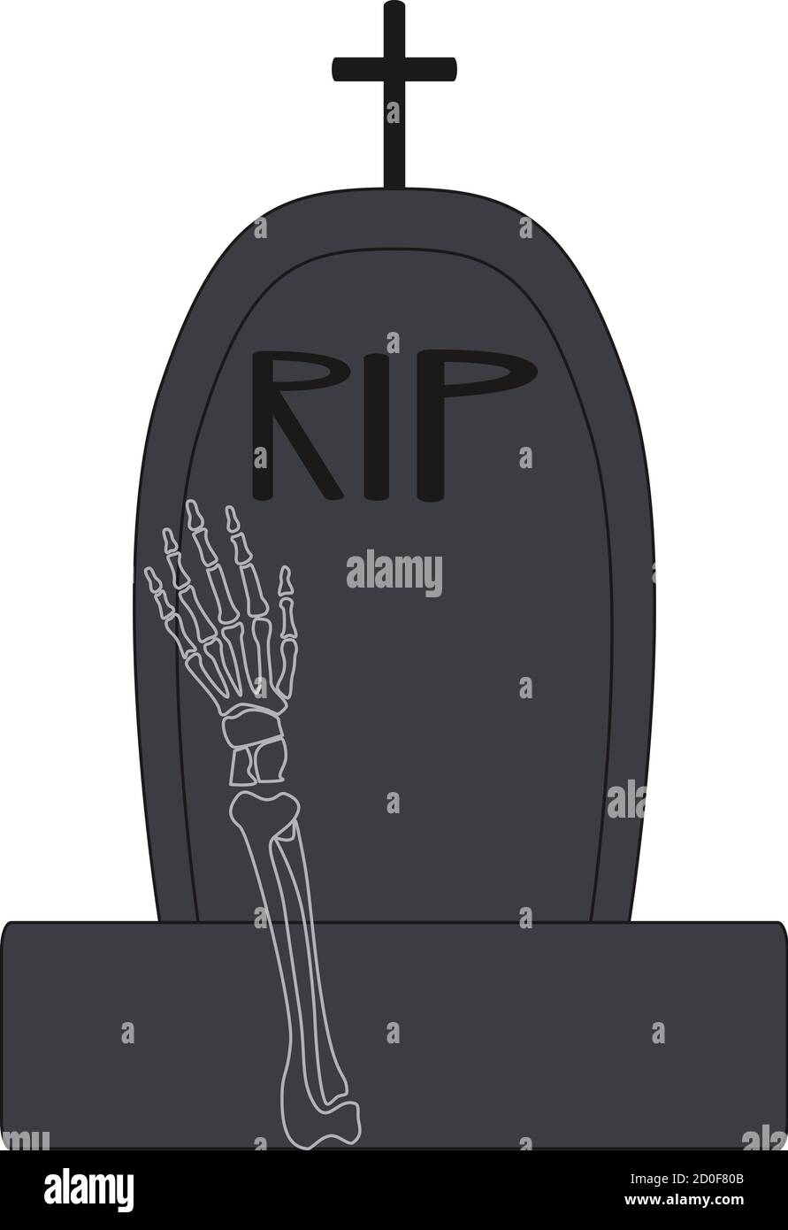 Illustration vectorielle pour Halloween. Squelette vers le haut de la tombe. Isolé sur un fond blanc Illustration de Vecteur