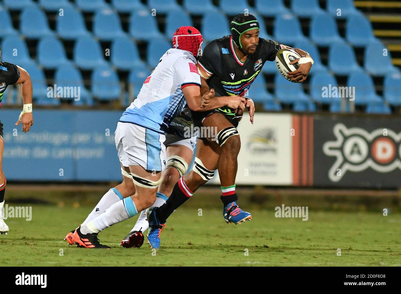 Maxime Mbanda (Zebre) pendant Zebre vs Cardiff Blues, Rugby Guinness Pro 14, parme, Italie, 02 octobre 2020 Banque D'Images