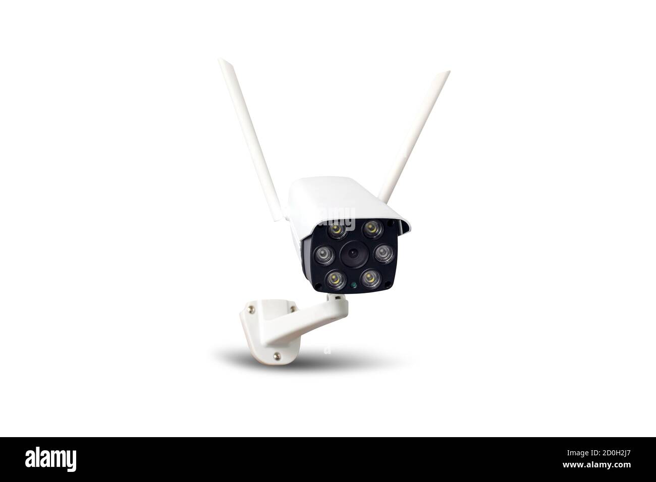 Caméra de vidéosurveillance sans fil d'extérieur étanche isolée sur fond blanc. Banque D'Images Caméra de vidéosurveillance sans fil d'extérieur étanche isolée sur fond blanc. Banque D'Images