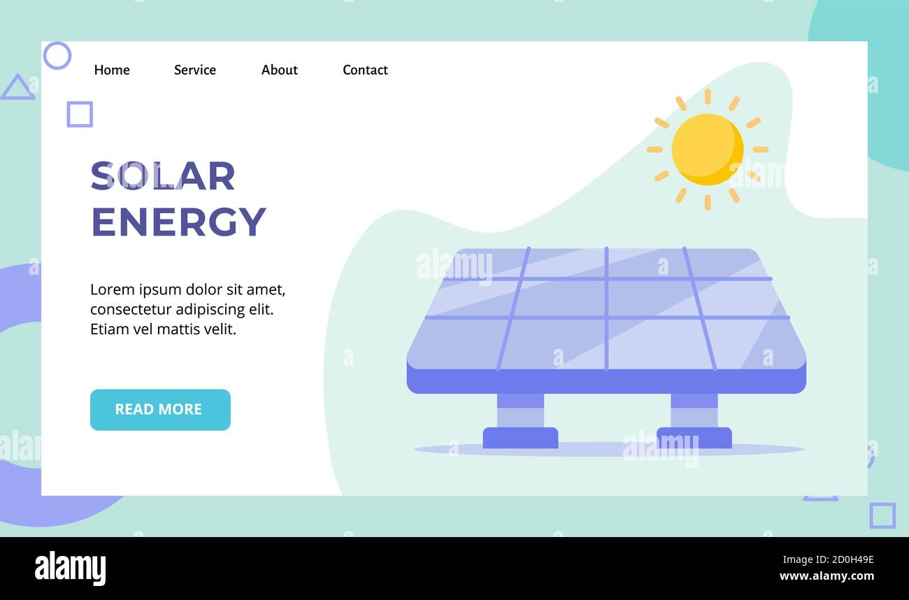 Panneau solaire de l'énergie campagne solaire de cellule pour le site web accueil bannière de modèle de page d'accueil avec style plat Illustration de Vecteur