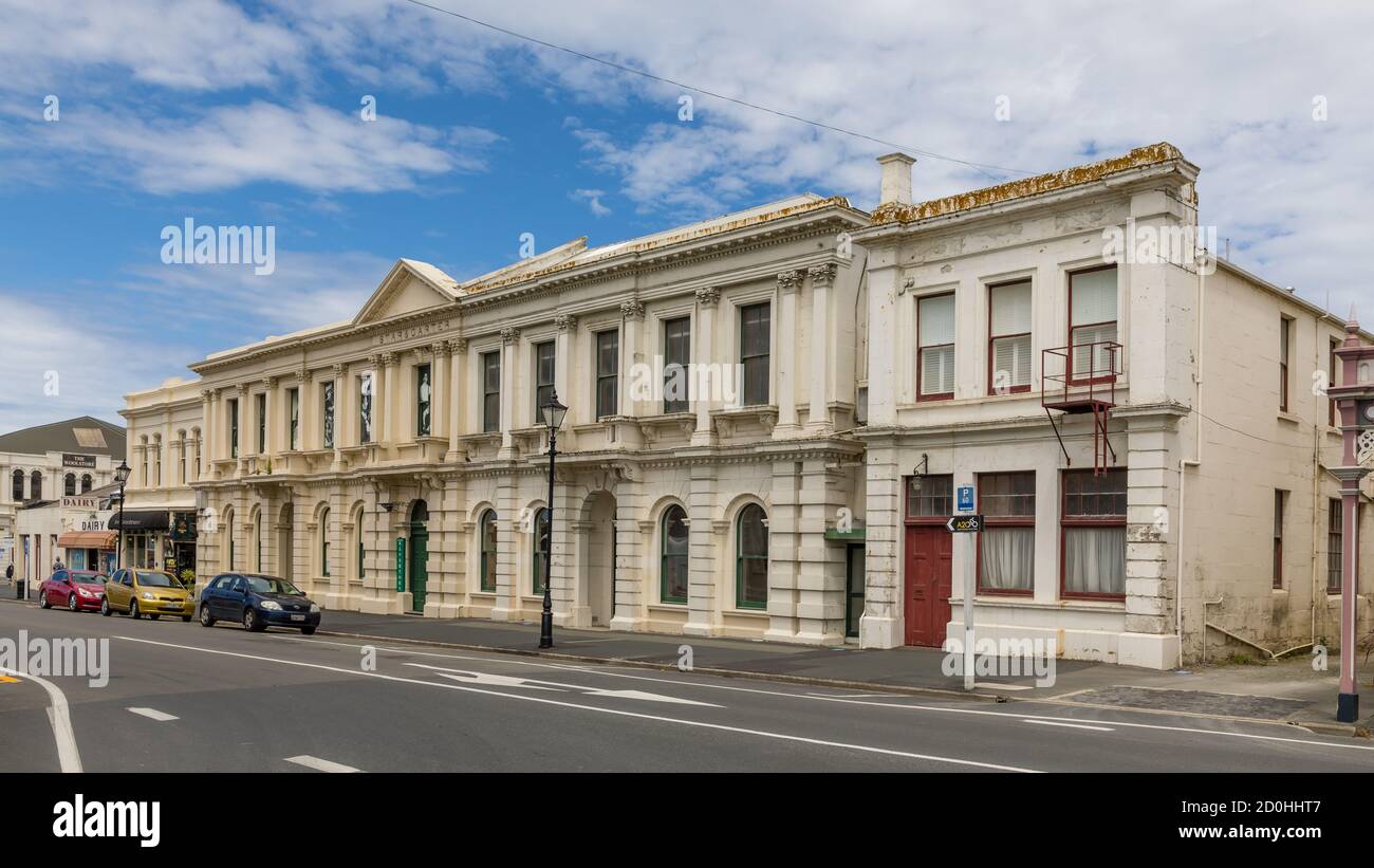 Ancien hôtel STAR & GARTER (1867-1914) à Oamaru, Otago, Nouvelle-Zélande, construit dans le style italien. Plus tard utilisé comme salle Masonic et salle Lyric. Banque D'Images