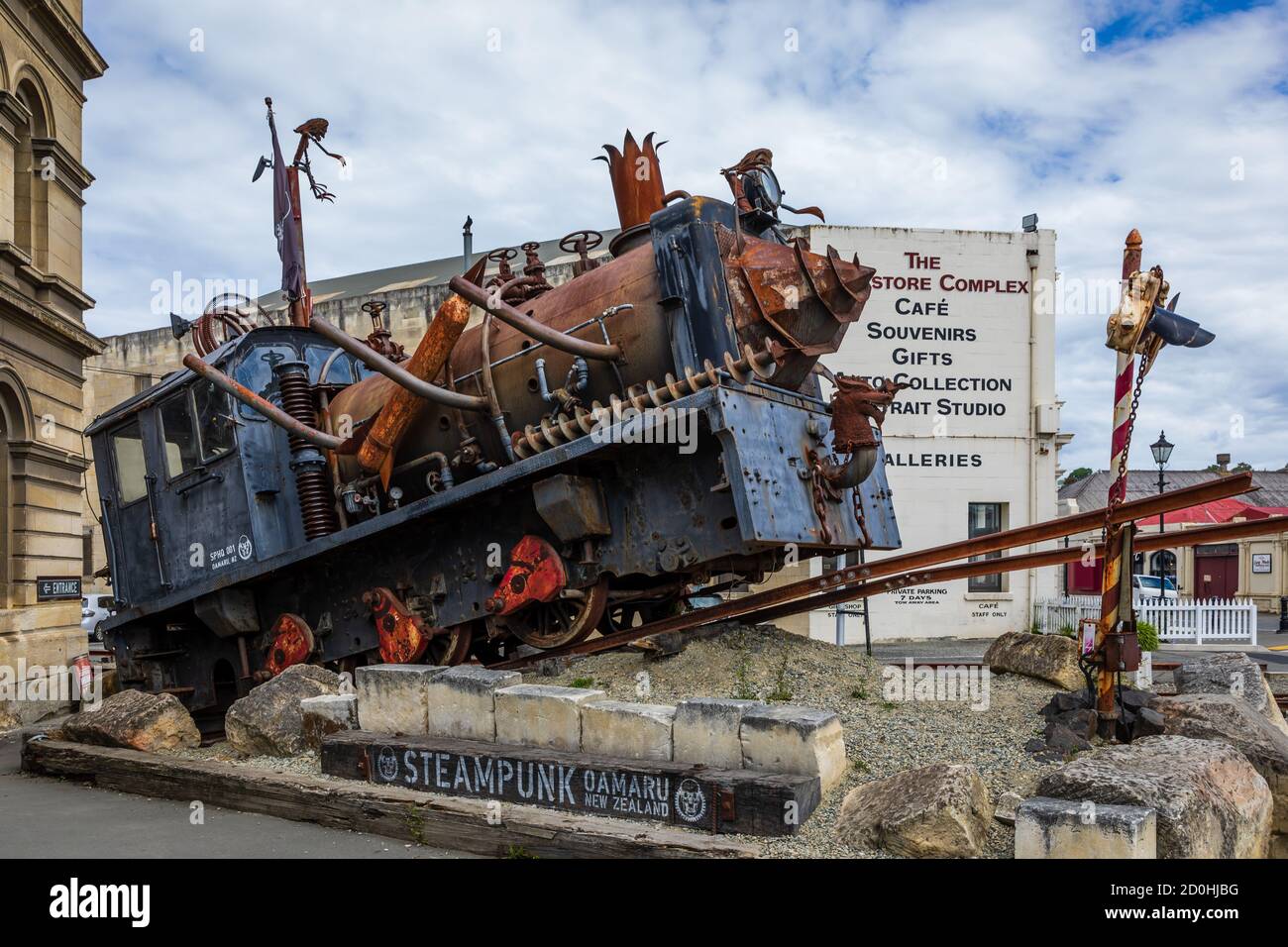 Oamaru, Otago, Nouvelle-Zélande: Le quartier général de Steampunk à l'entrée de la Cité victorienne d'Oamaru Banque D'Images