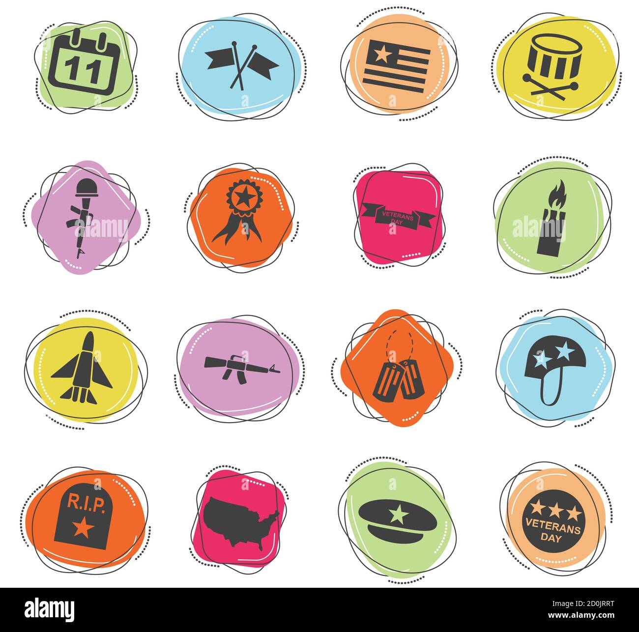 Journée des anciens combattants icon set Illustration de Vecteur