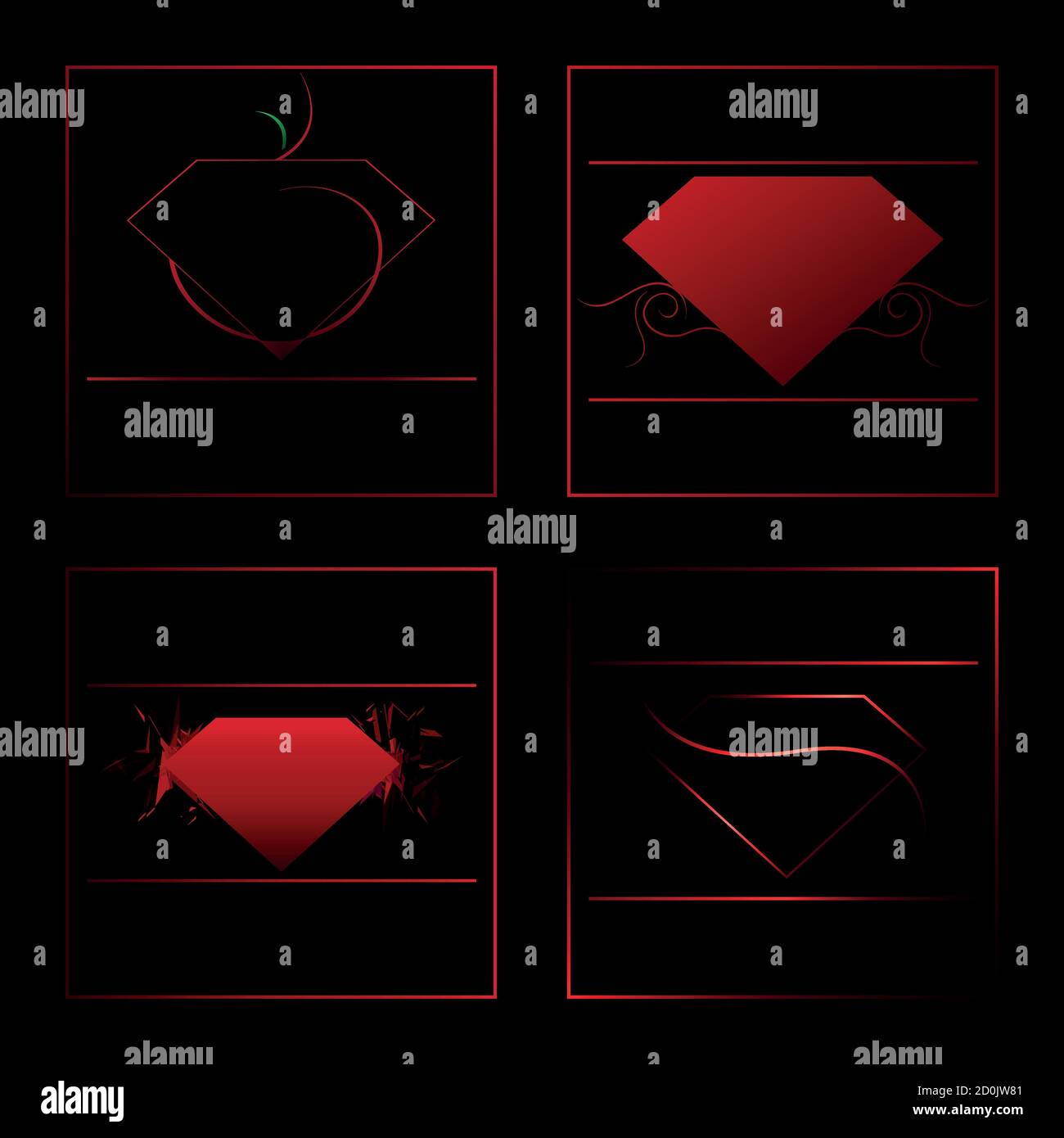 ensemble de logos red diamond, icône de couleur de sang de pierres de pomme Illustration de Vecteur