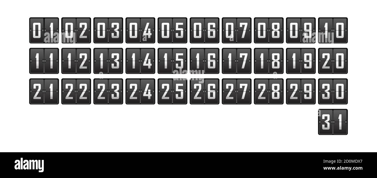 ensemble de nombres de 1 à 31 sur les cellules d'un tableau mécanique pour un calendrier ou un concours. Illustration vectorielle Illustration de Vecteur
