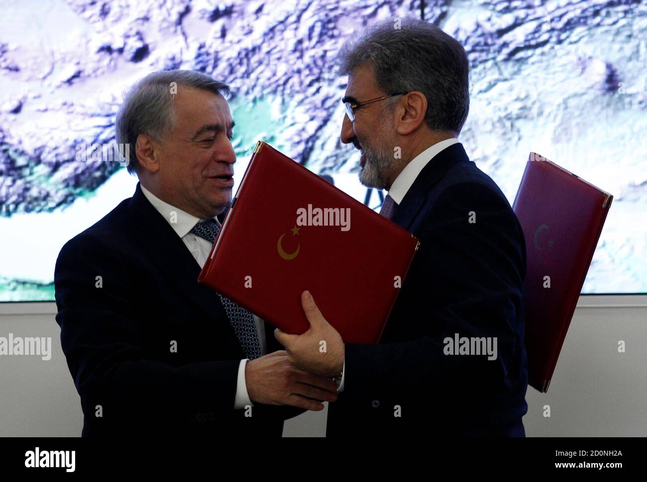 Azeri Energy Minister Natik Aliev (L) and Turkish Energy Minister Taner  Yildiz attend the signing ceremony of The Trans-Anatolian gas pipeline  project in Ankara December 26, 2011. The Trans-Anatolian gas pipeline  project,