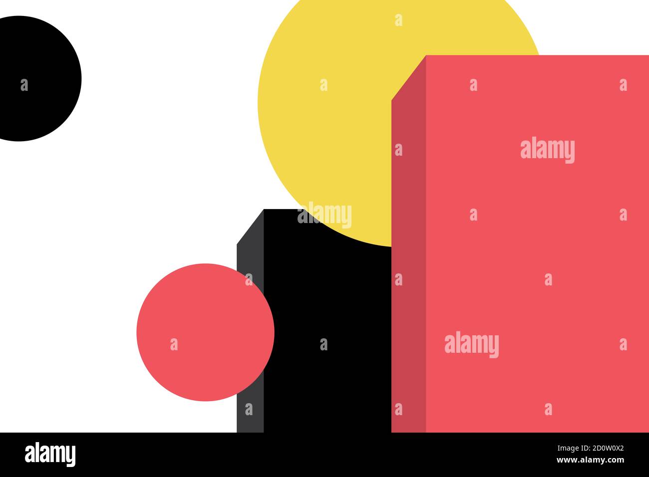 Arrière-plan abstrait fait avec des formes géométriques (cercles et rectangles) dans les bâtiments de ville, le soleil et l'abstraction de la vie. Vecteur moderne, simple et minimal Banque D'Images