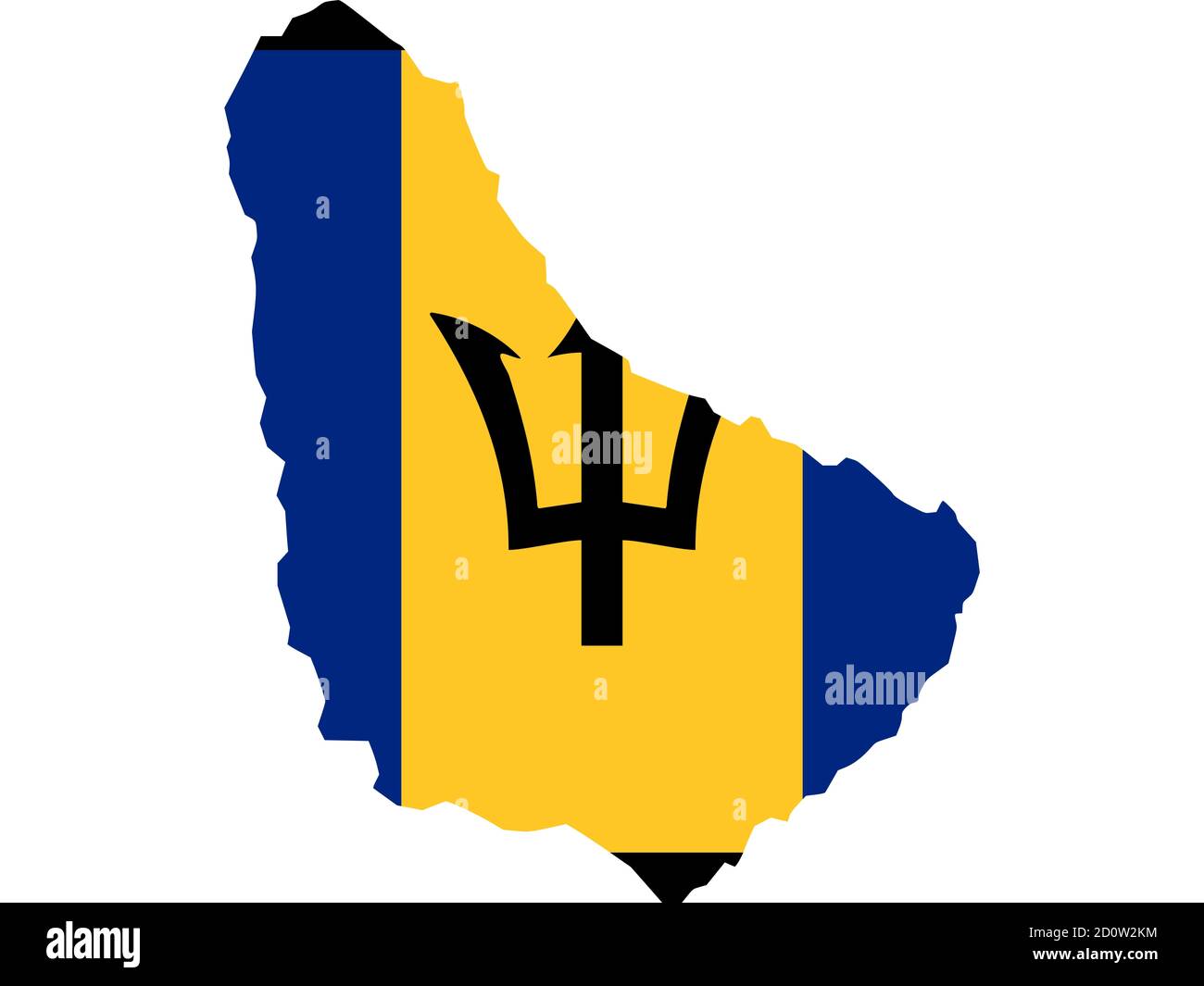 Drapeau sous forme de pays géographique, Barbade, Amérique latine et Caraïbes, Caraïbes, Amériques, Amérique centrale Banque D'Images