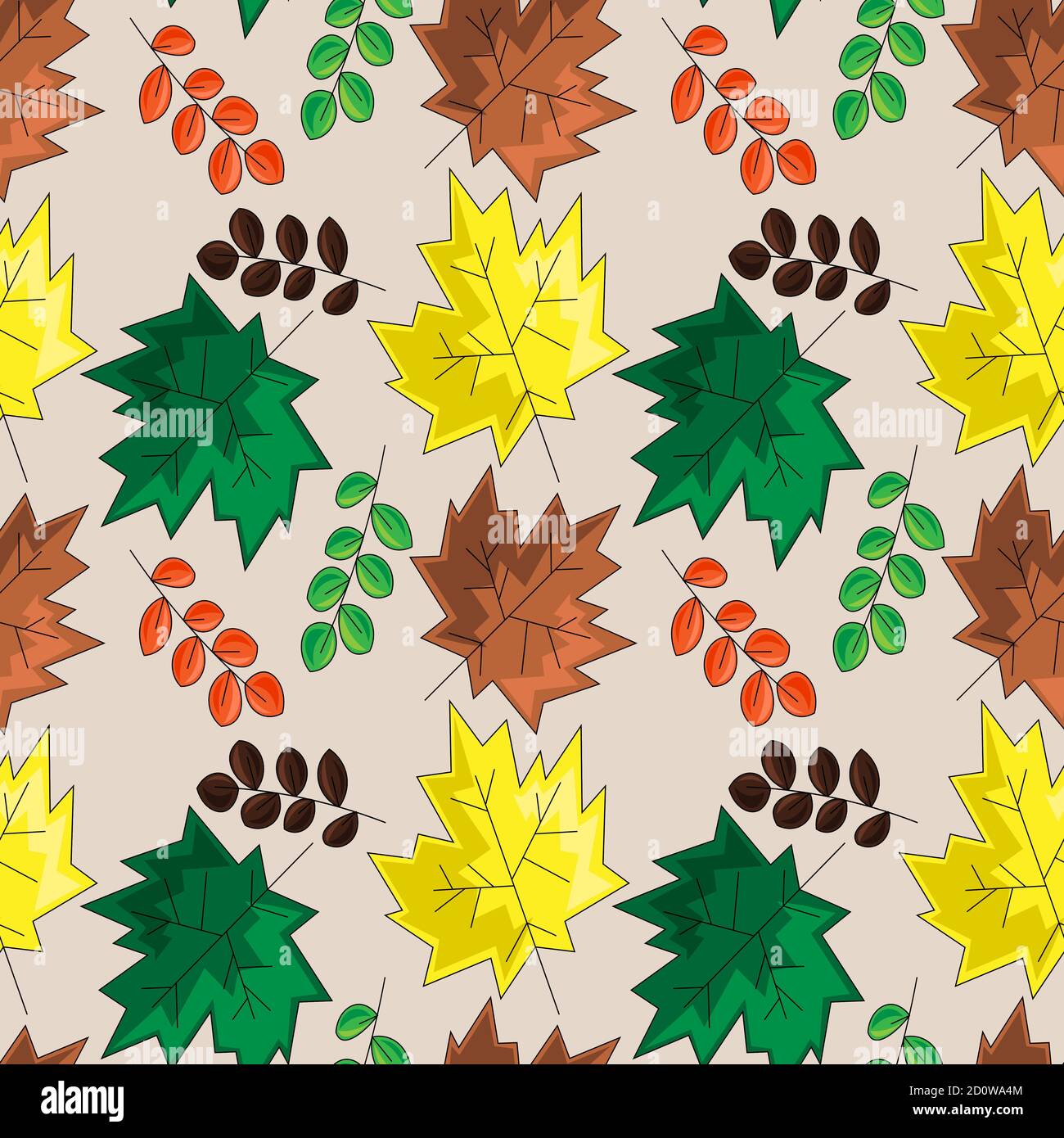 Motif vectoriel sans couture avec petites feuilles d'automne Illustration de Vecteur