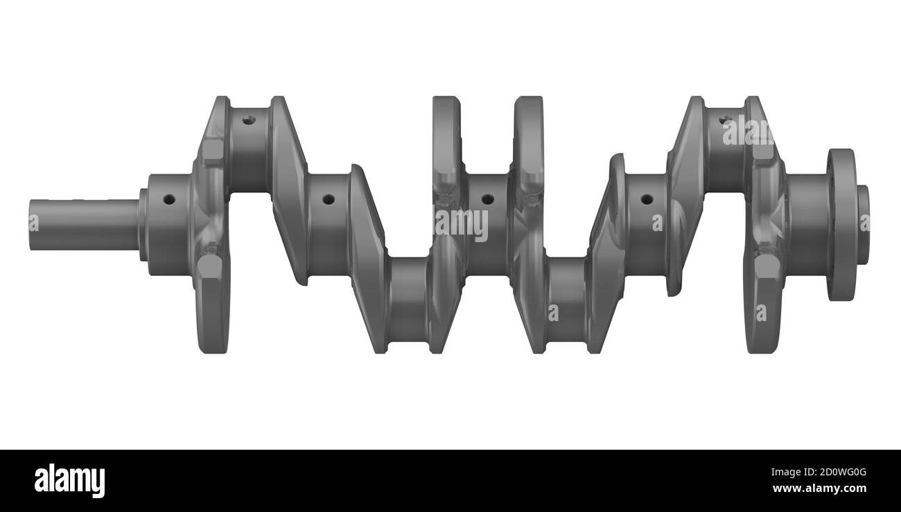 Le vilebrequin du moteur à combustion interne. Isolé. Illustration 3D Banque D'Images