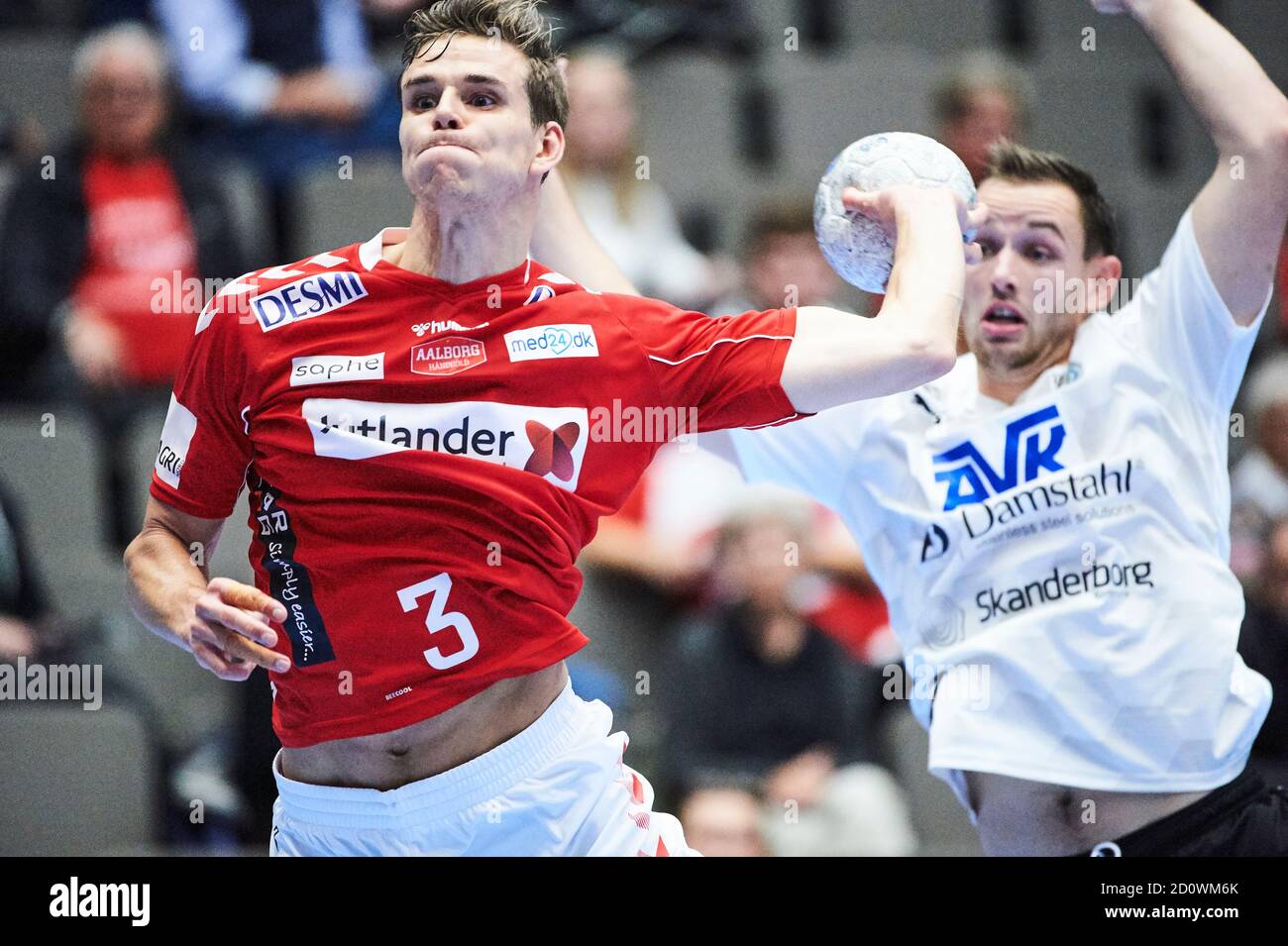 Aalborg, Danemark. 03ème octobre 2020. Jonas Samuelsson (3) du Handball d'Aalborg vu dans le match de la Ligue danoise de Handball entre le Handball d'Aalborg et le Handball de Skanderborg au Jutlander Bank Arena d'Aalborg. (Crédit photo : Gonzales photo/Alamy Live News Banque D'Images