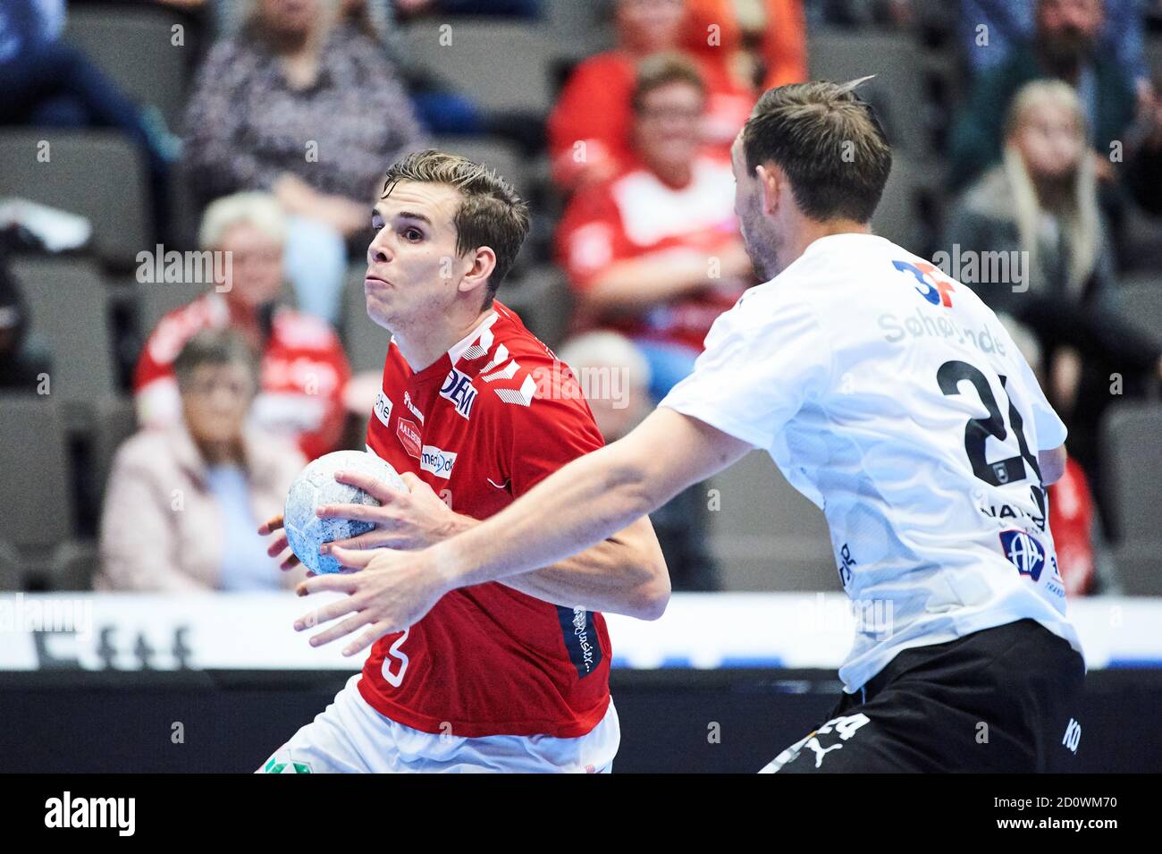 Aalborg, Danemark. 03ème octobre 2020. Jonas Samuelsson (3) du Handball d'Aalborg vu dans le match de la Ligue danoise de Handball entre le Handball d'Aalborg et le Handball de Skanderborg au Jutlander Bank Arena d'Aalborg. (Crédit photo : Gonzales photo/Alamy Live News Banque D'Images