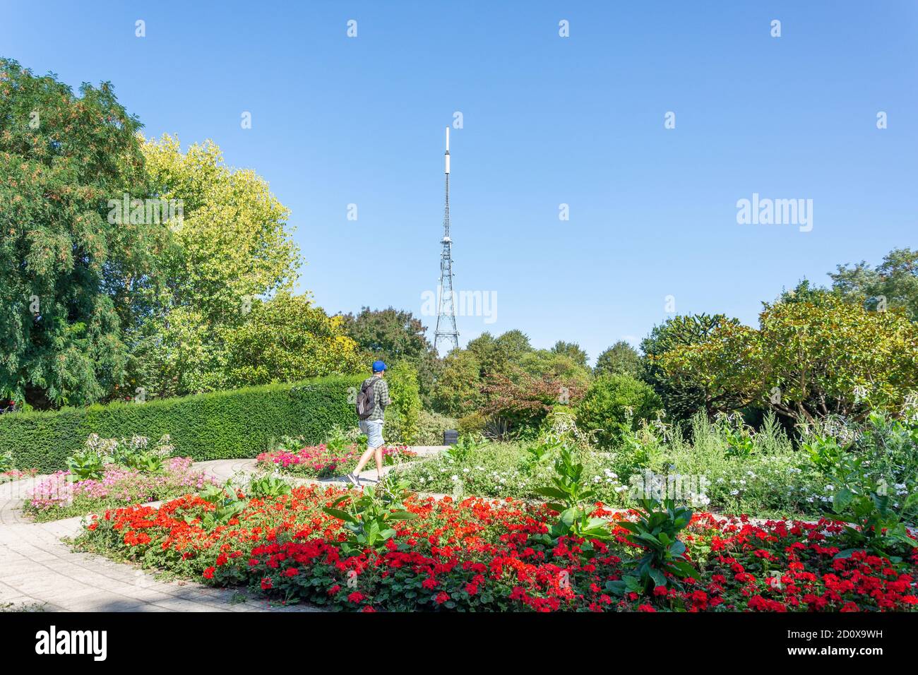 Terrasses italiennes et BBC Transmitter dans Crystal Palace Park, Crystal Palace, London Borough of Bromley, Greater London, Angleterre, Royaume-Uni Banque D'Images