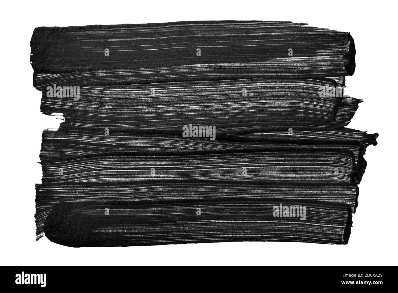 Traits de pinceau expressifs noirs isolés sur fond blanc. Texture peinte Banque D'Images