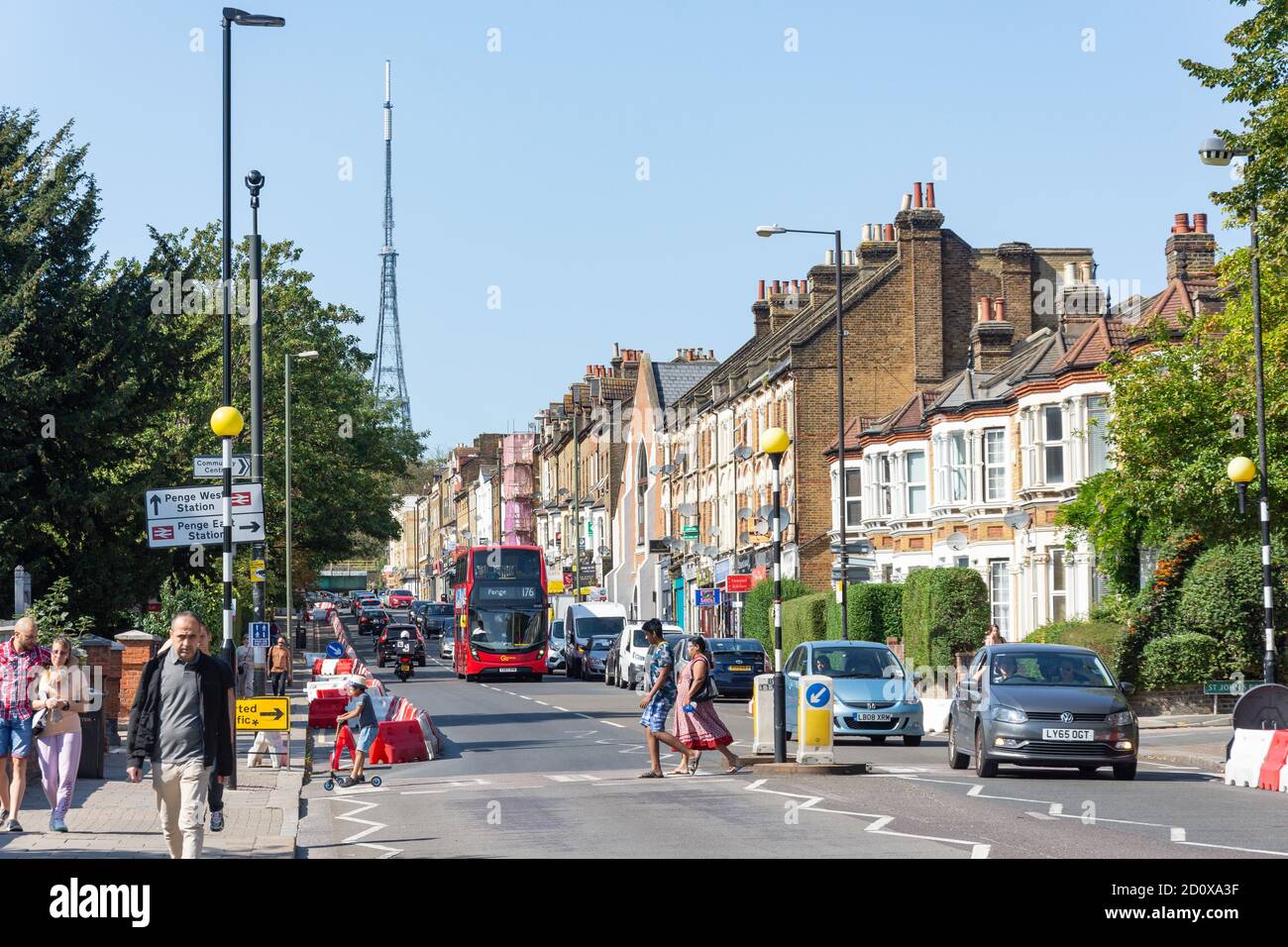 BBC Transmitter et Penge High Street, Penge, London Borough of Bromley, Greater London, Angleterre, Royaume-Uni Banque D'Images