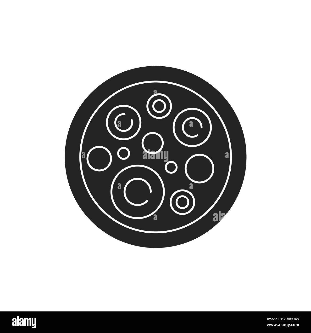 Icône de glyphe noir des cellules souches. Cellules qui peuvent se différencier en d'autres types de cellules. Peut également se diviser en renouvellement de soi pour produire plus de cellules. Pictogramme Illustration de Vecteur