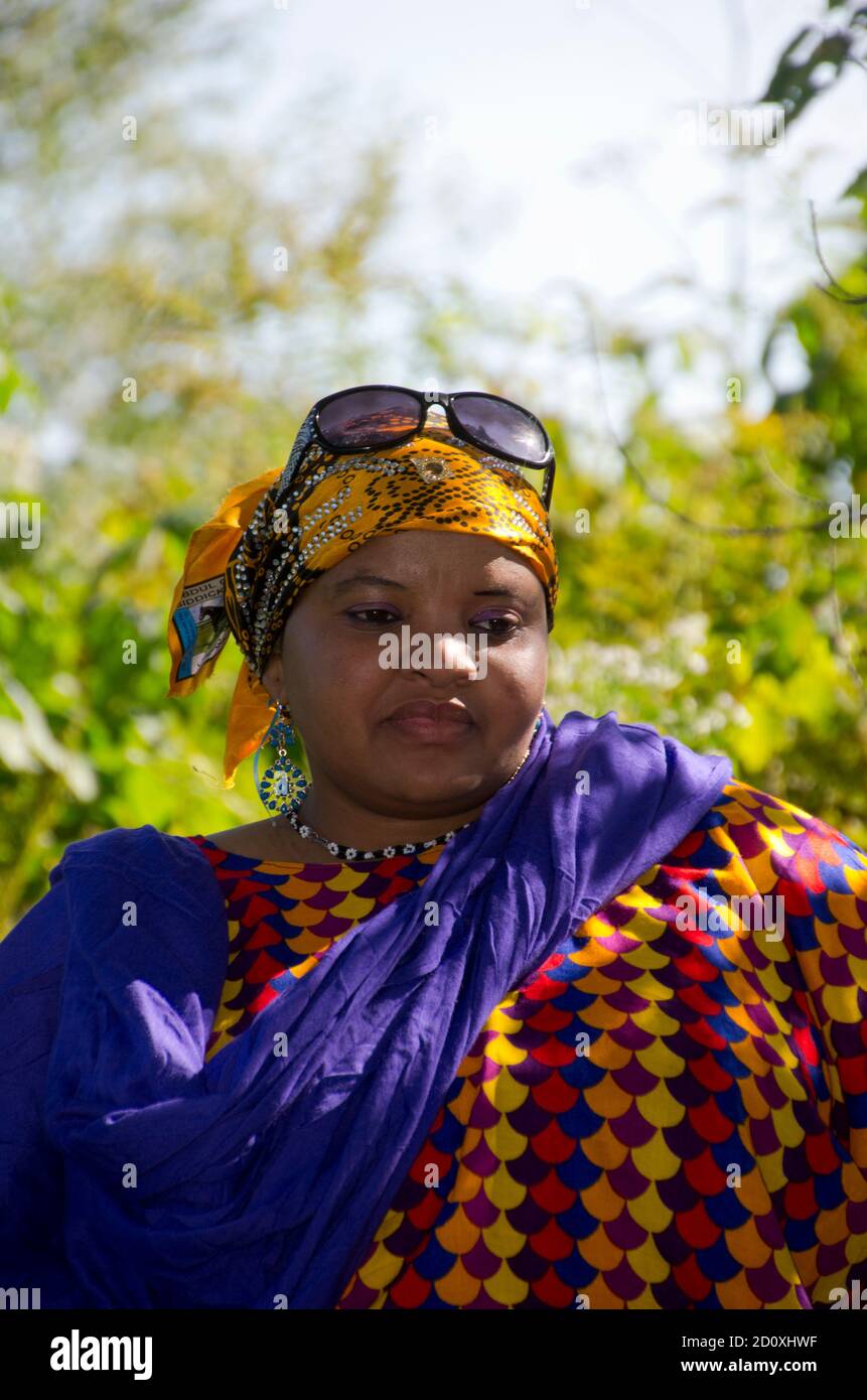 Danseuse Bantu somalienne au festival de la récolte, Maine Banque D'Images