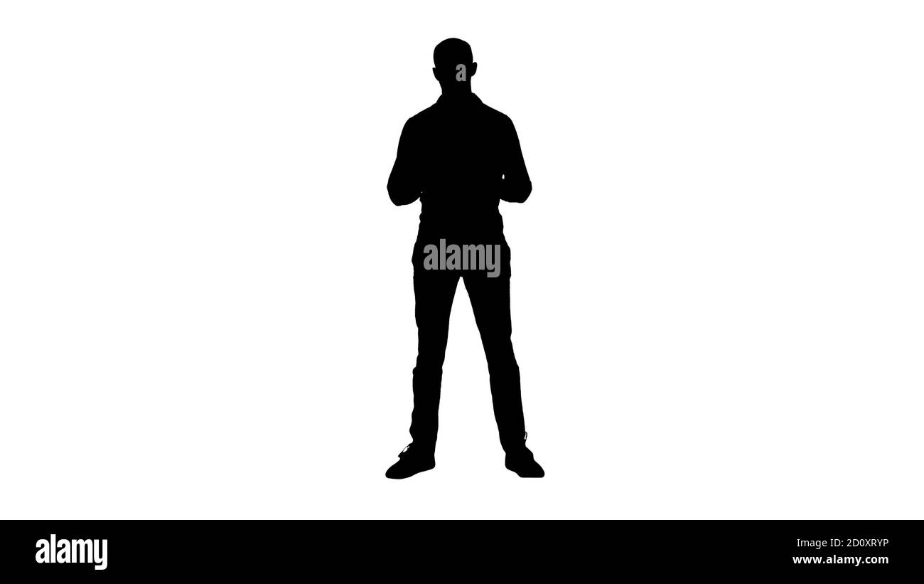 Silhouette décontracté arabe homme parlant à la caméra expliquant quelque chose. Banque D'Images