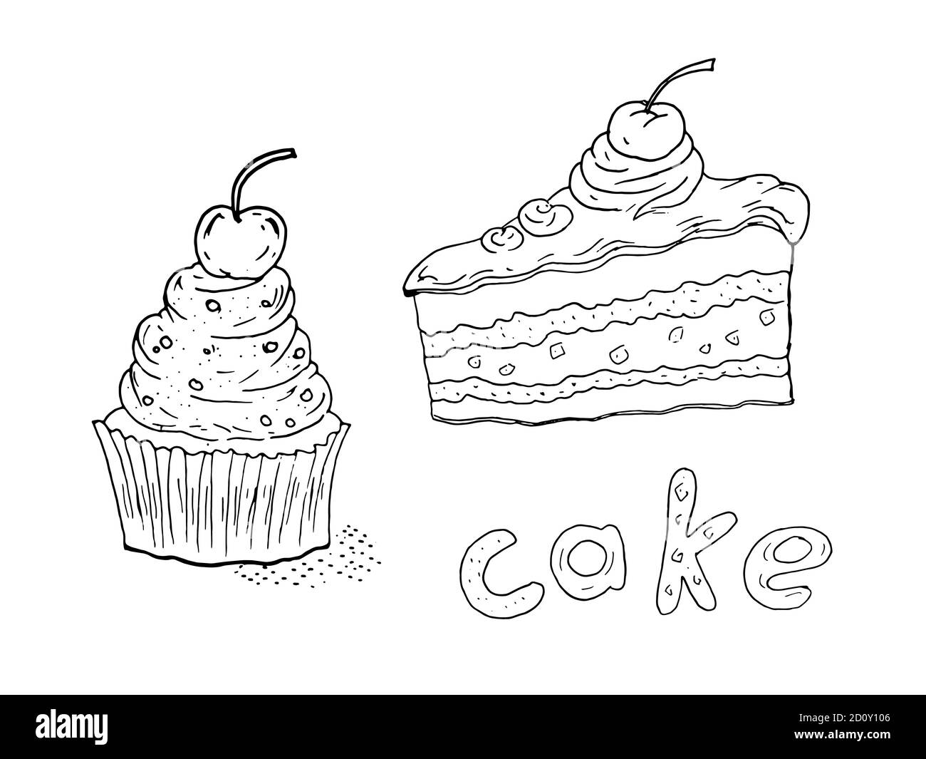 Drawing Cupcake Banque D Images Noir Et Blanc Alamy