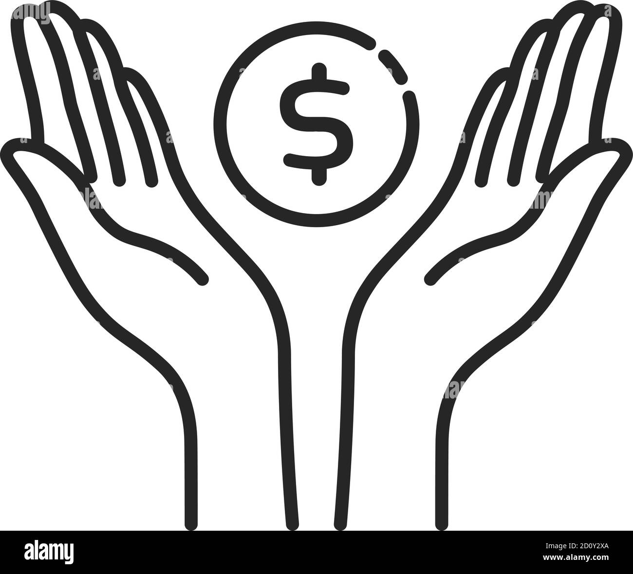 dessinez les contours des mains noires avec une pièce de monnaie Illustration de Vecteur