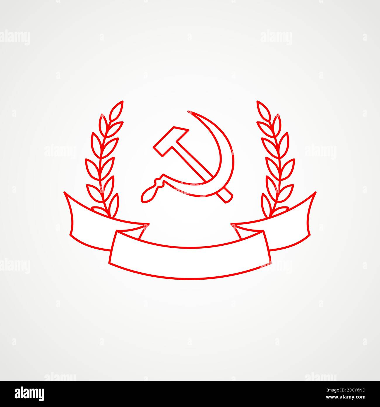 Icône linéaire du communisme. Marteau, faucille et couronne avec bande. Emblème soviétique rouge. Armoiries minimalistes de l'URSS. Vecteur Illustration de Vecteur