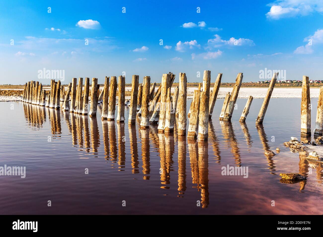 Kuyalnik à Odessa, Ukraine. L'eau s'est éloignée du fait de la forte sécheresse estivale. Catastrophes écologiques. La destruction de la nature Banque D'Images