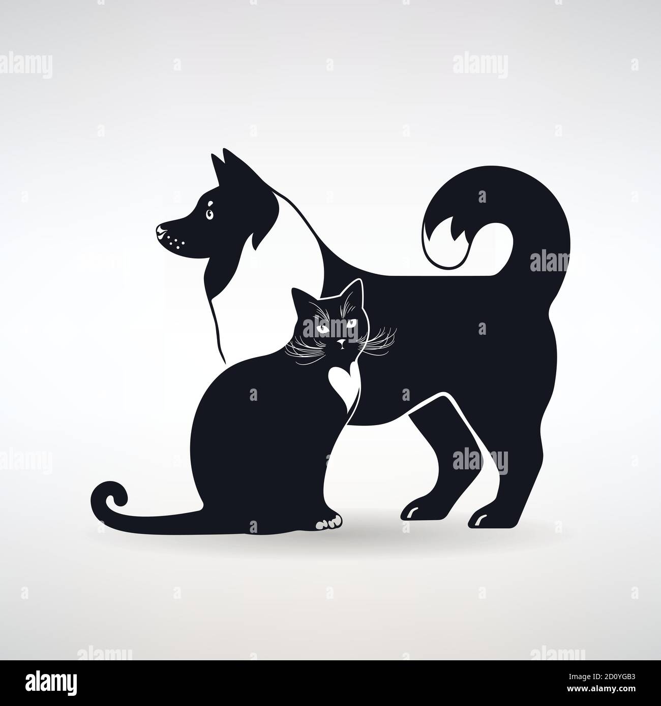 silhouette d'un chien et d'un chat sur un fond clair Illustration de Vecteur