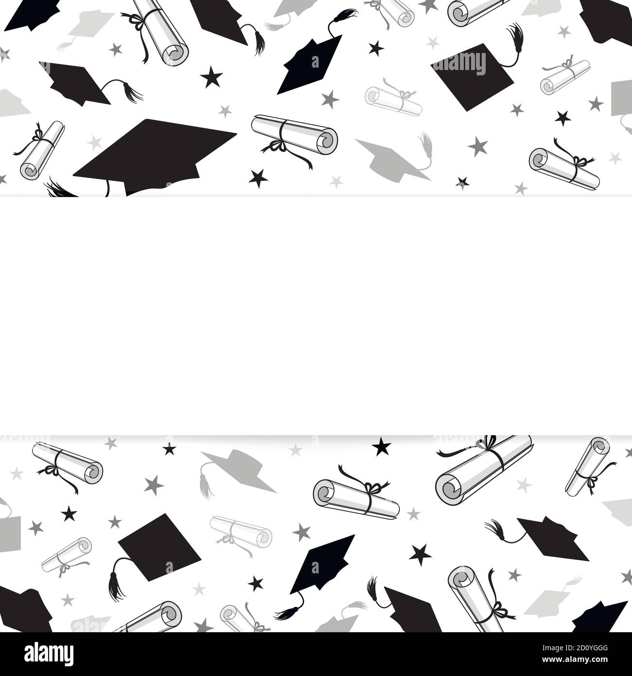 bannière avec une maîtrise et des diplômes sur fond blanc Illustration de Vecteur